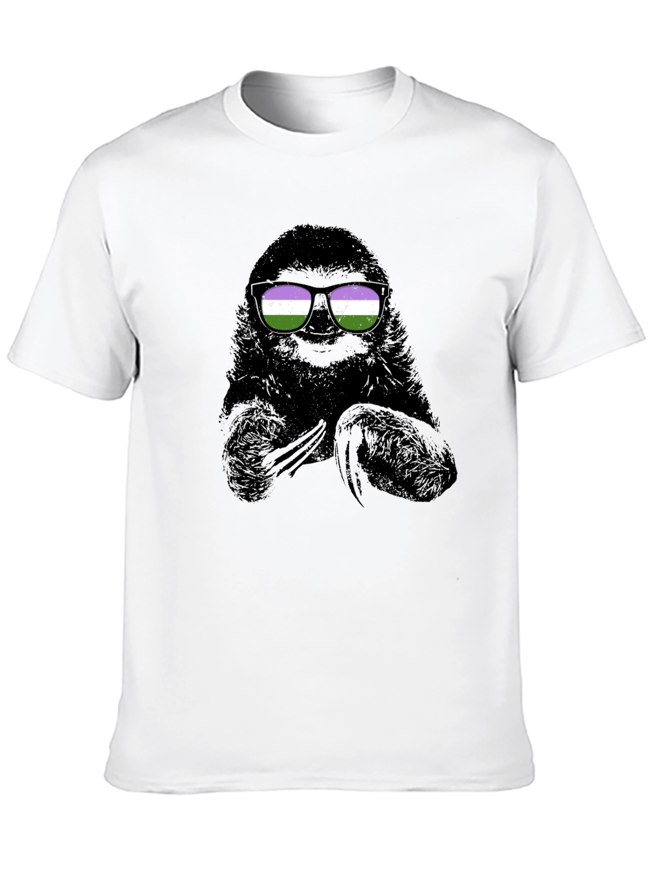 Sloth Wearing Genderqueer Pride Sunglasses T-Shirt