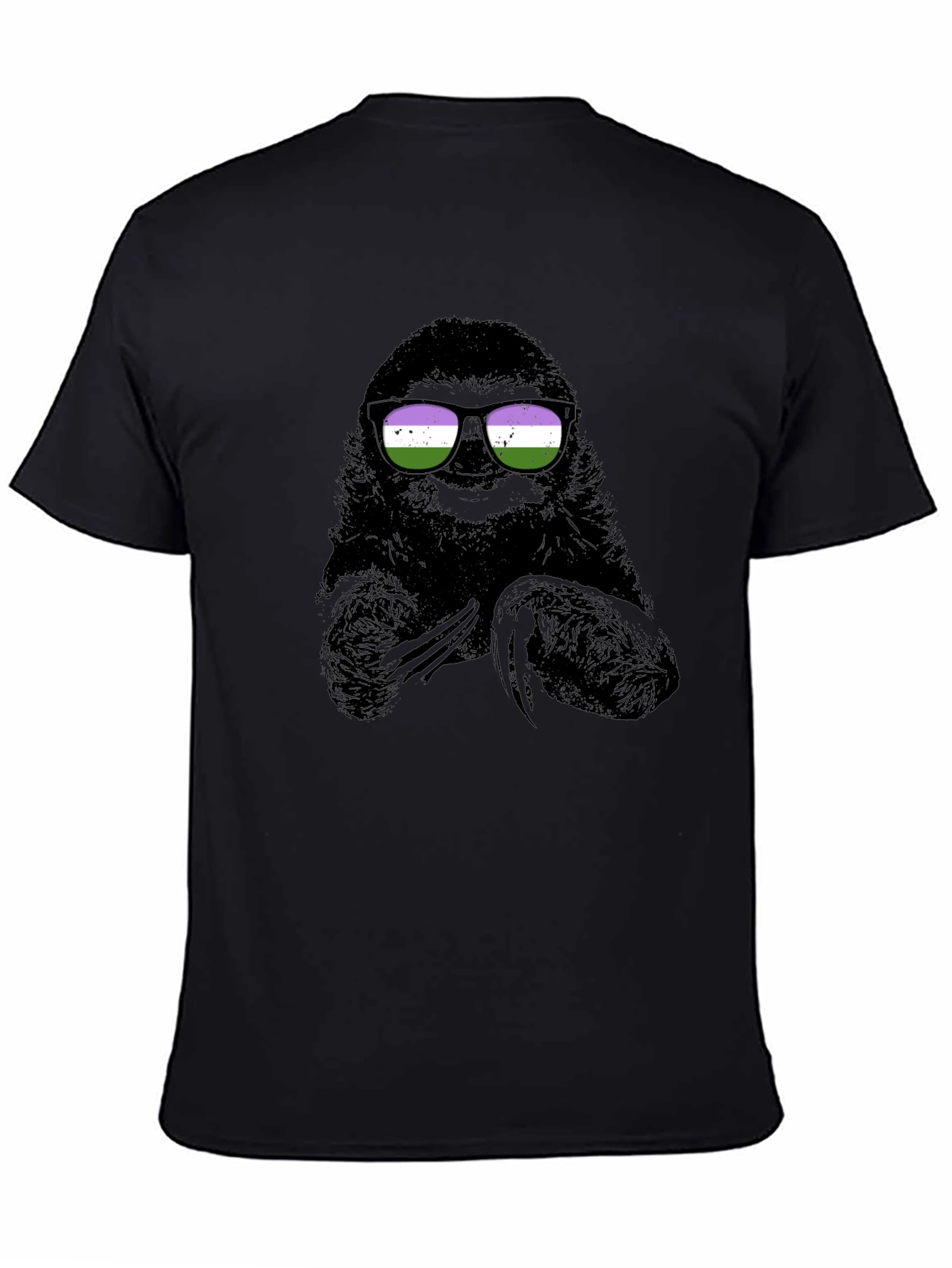 Sloth Wearing Genderqueer Pride Sunglasses T-Shirt