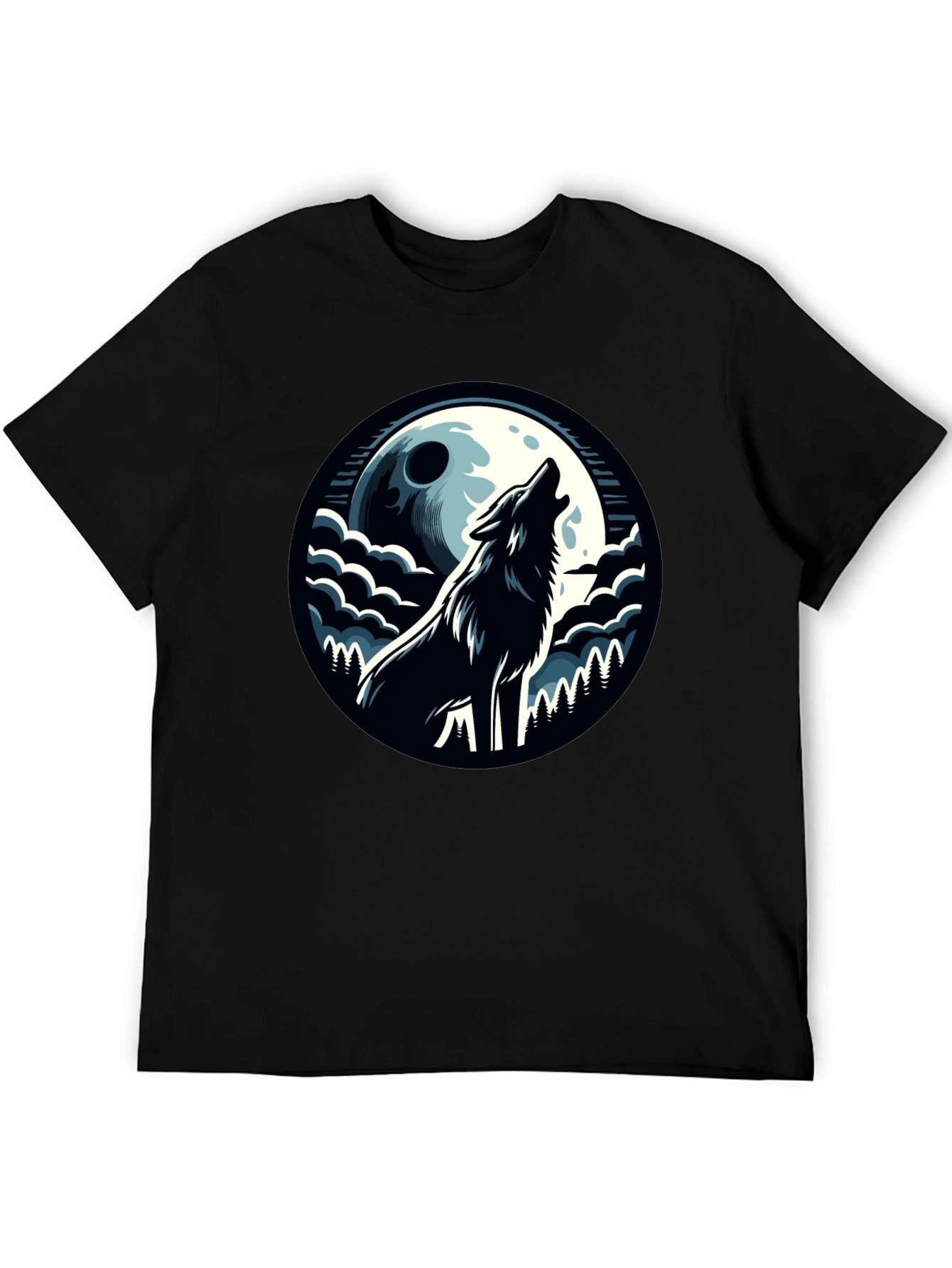 Wolf Howling at Moon Graphic Tee