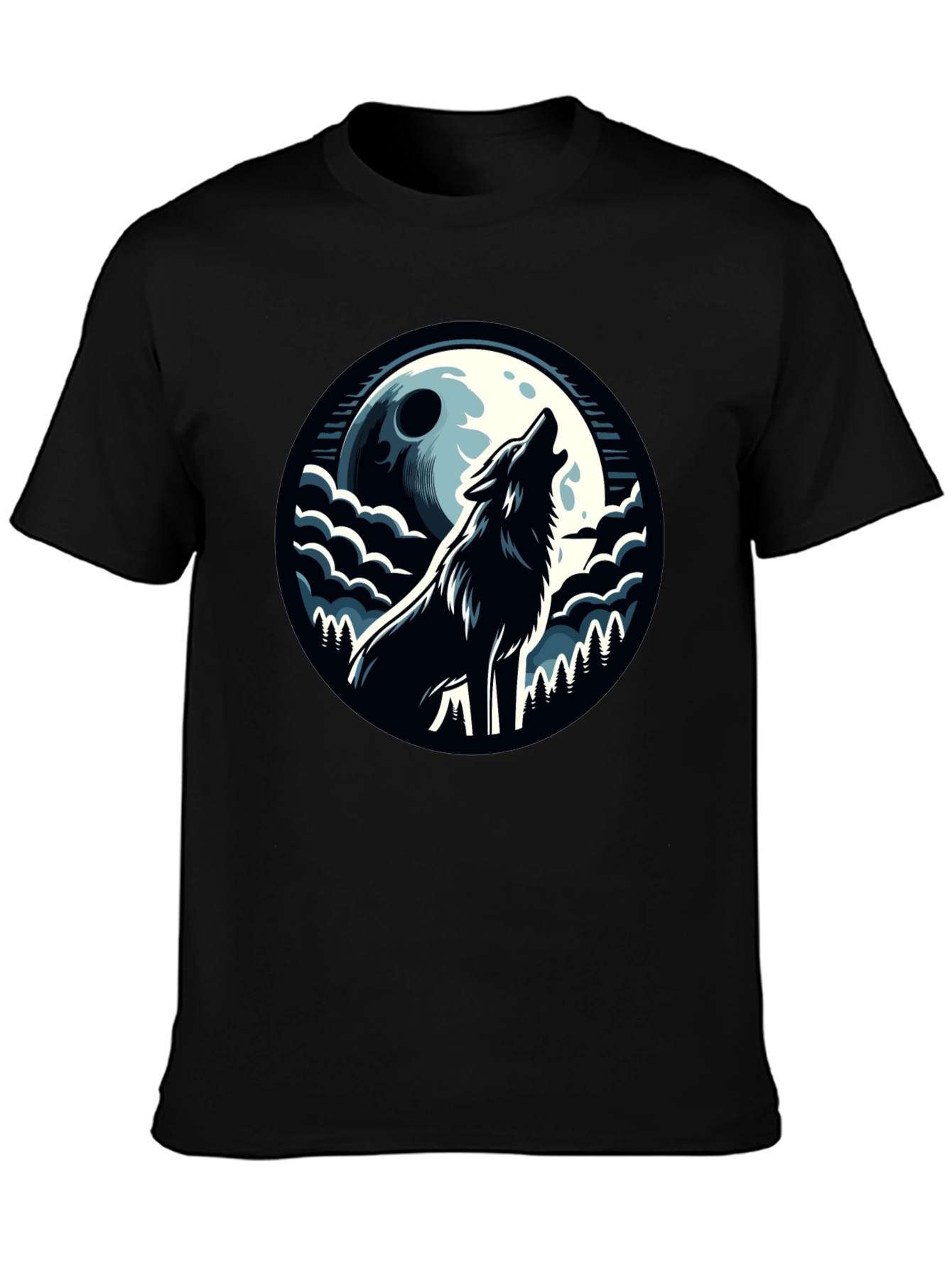 Wolf Howling at Moon Graphic Tee
