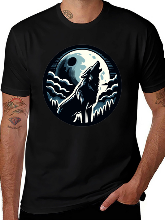 Wolf Howling at Moon Graphic Tee