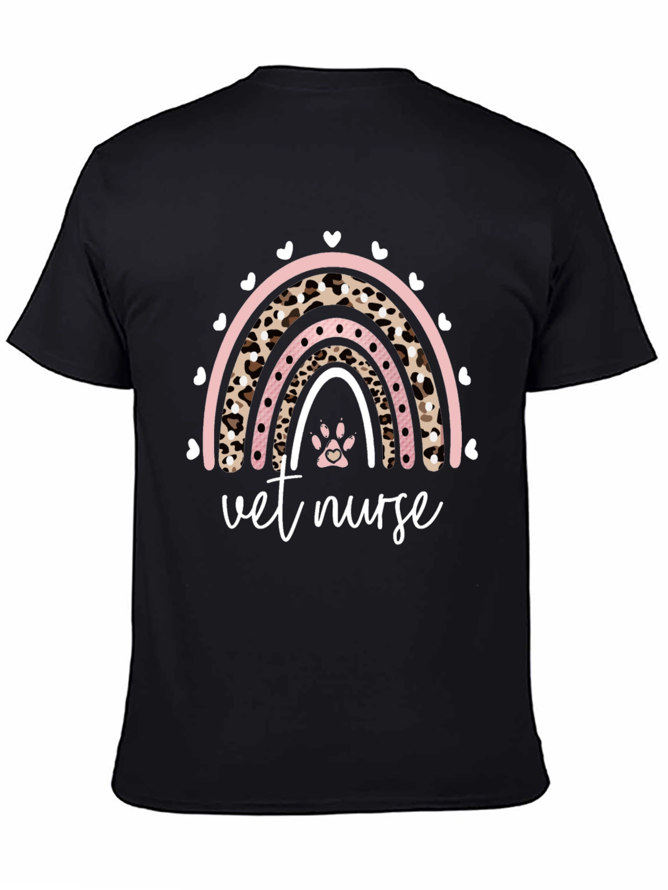 Vet Nurse Rainbow Paw Print Graphic Tee