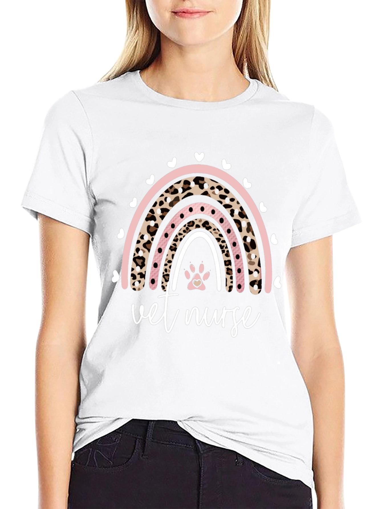 Vet Nurse Rainbow Paw Print Graphic Tee