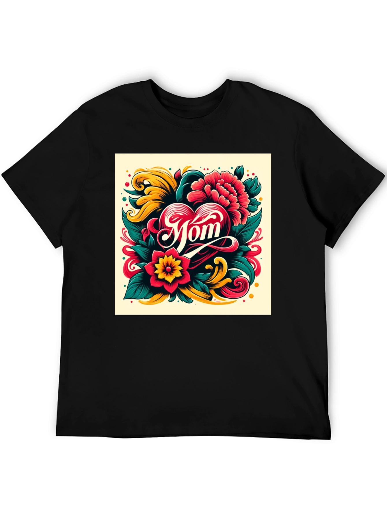 Mom Floral Heart Graphic T-Shirt