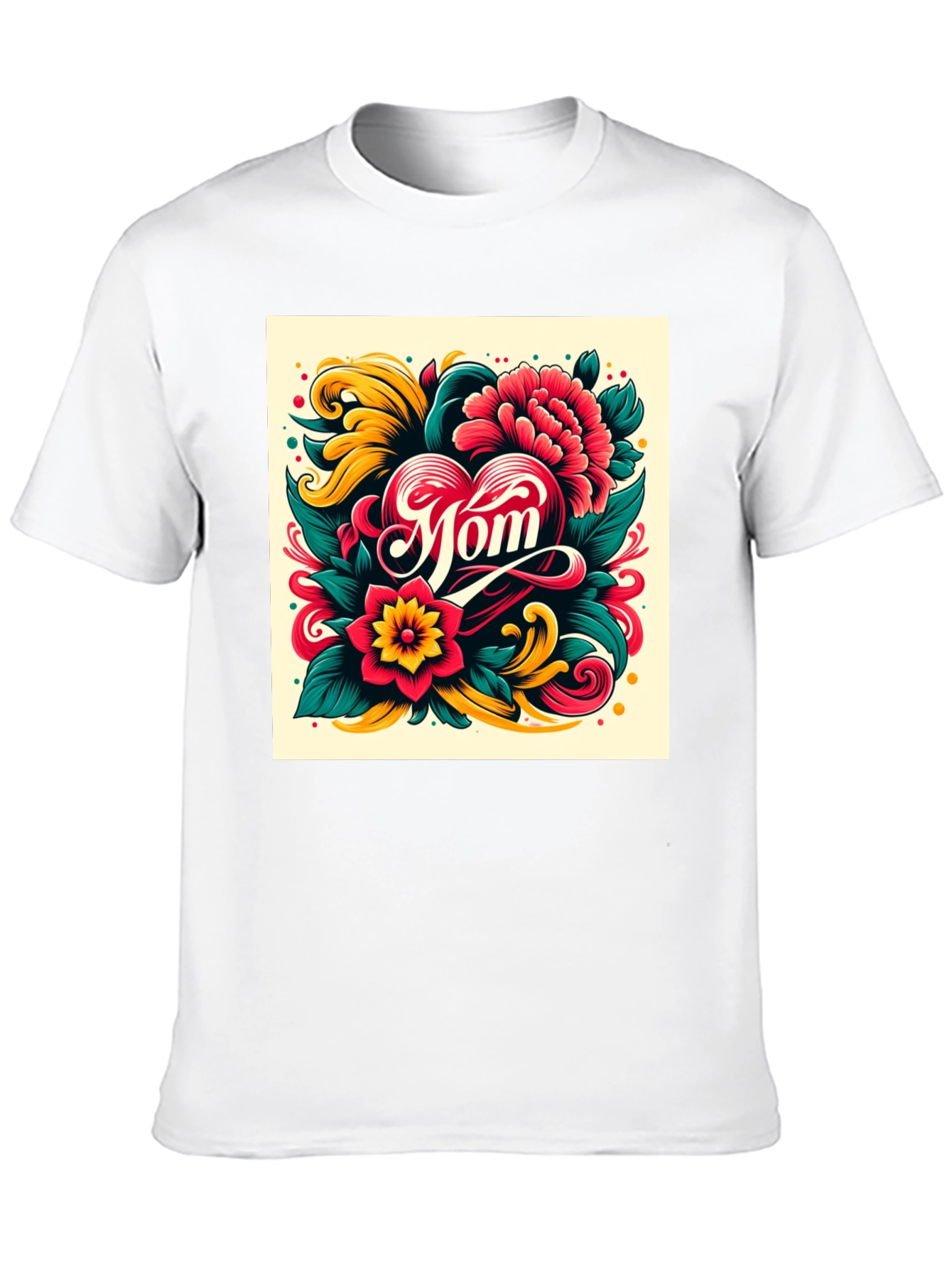 Mom Floral Heart Graphic T-Shirt