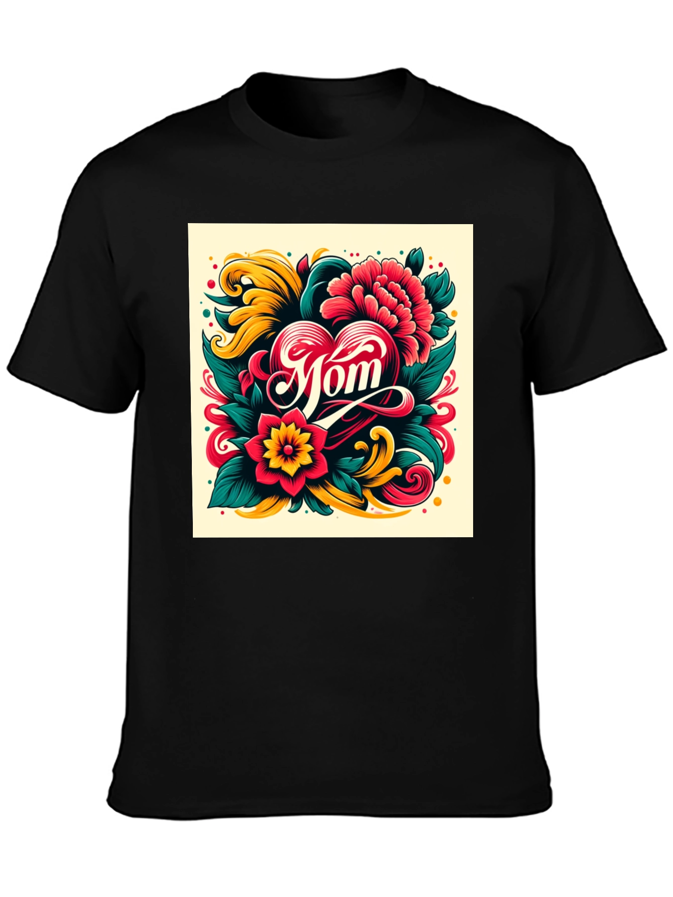 Mom Floral Heart Graphic T-Shirt