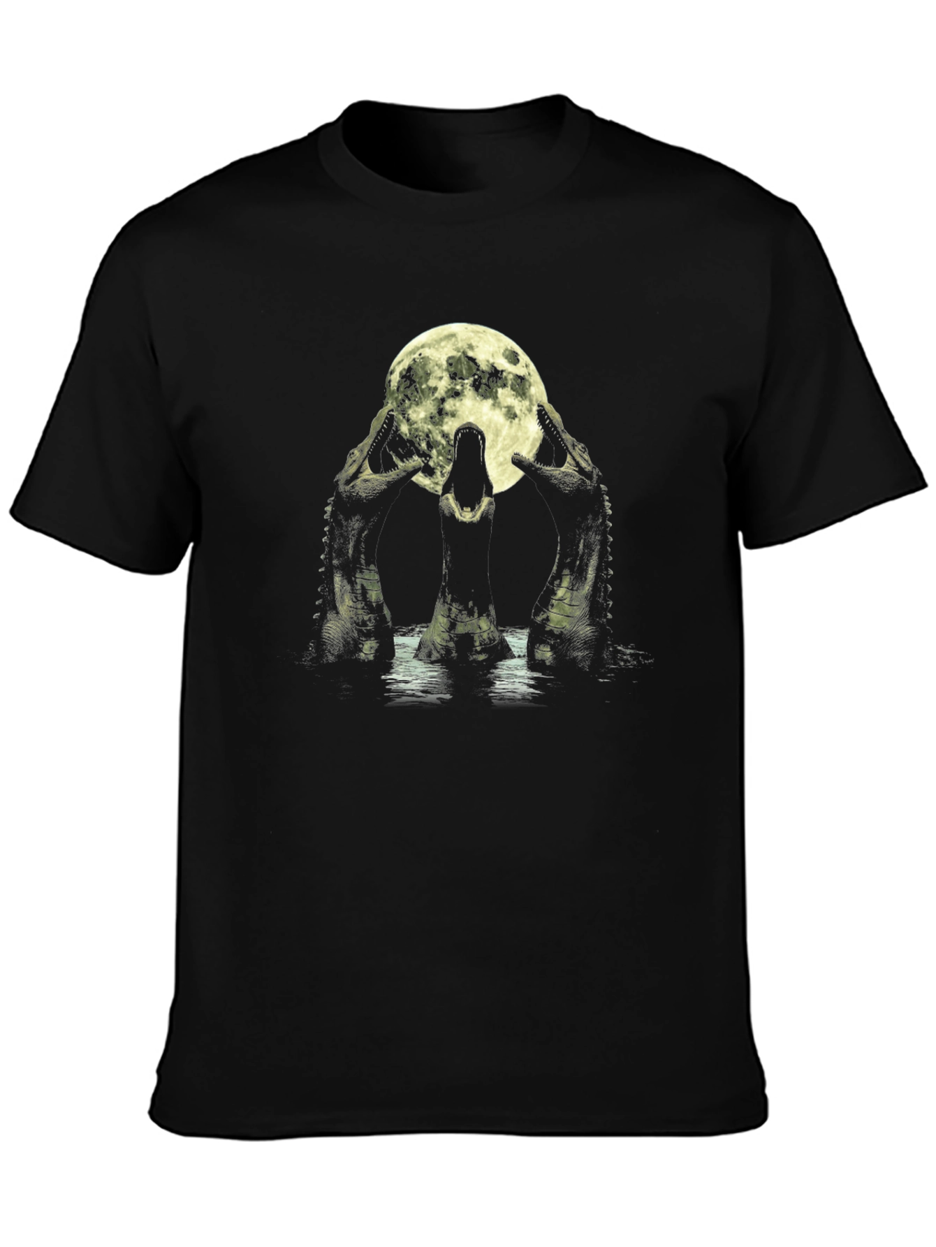 Crocodile Moon Black T-Shirt
