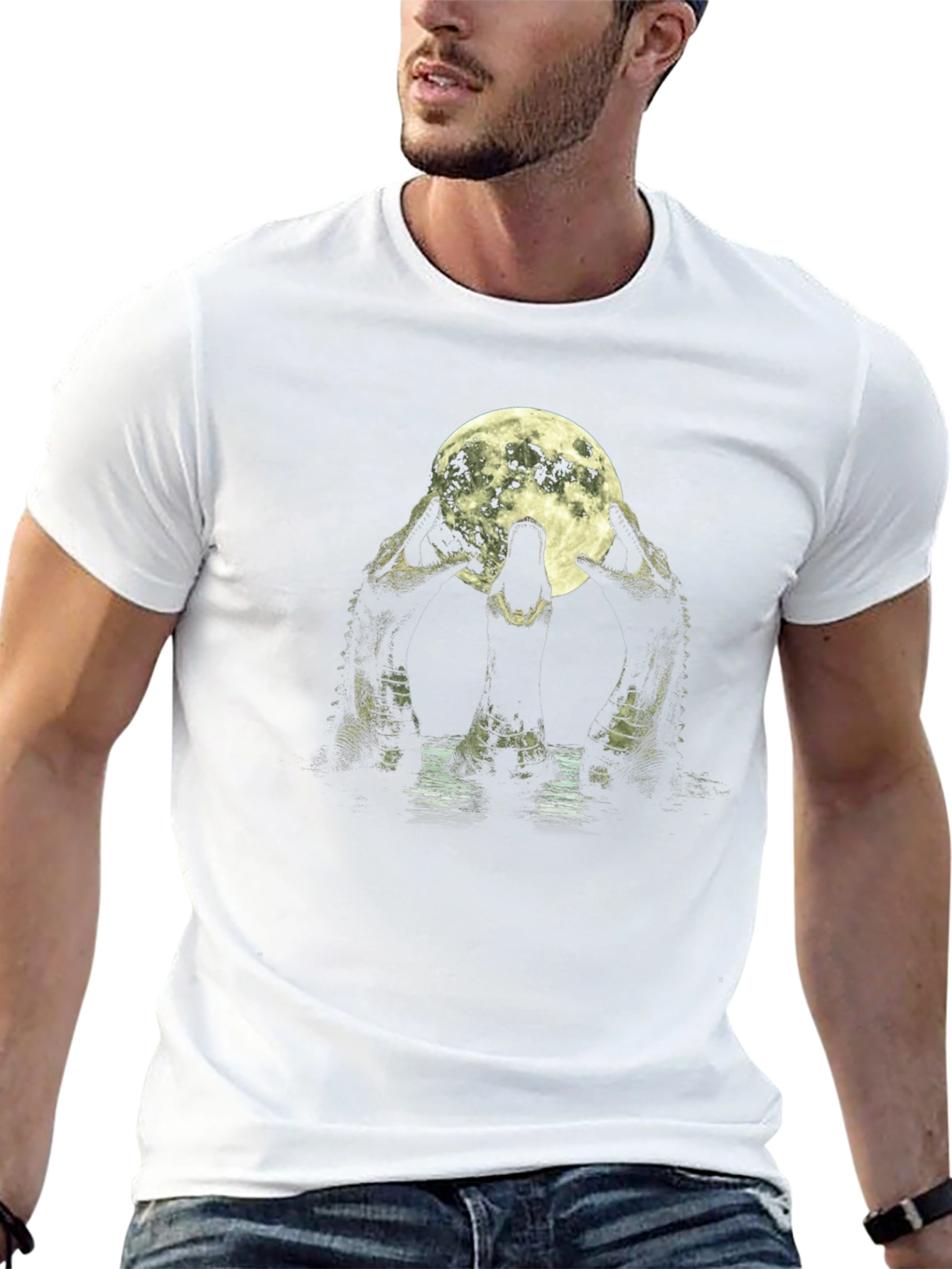 Crocodile Moon Black T-Shirt