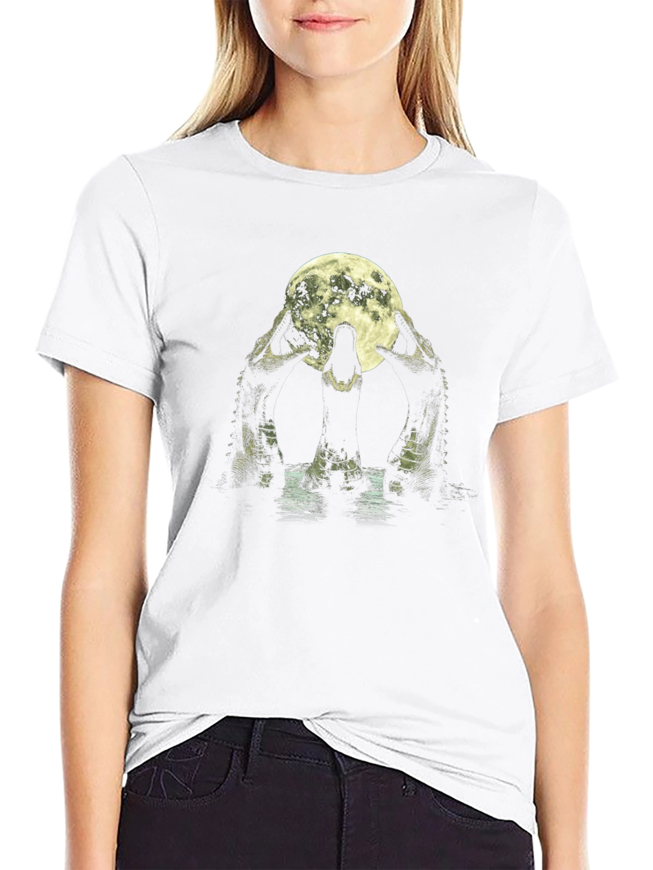 Crocodile Moon Black T-Shirt
