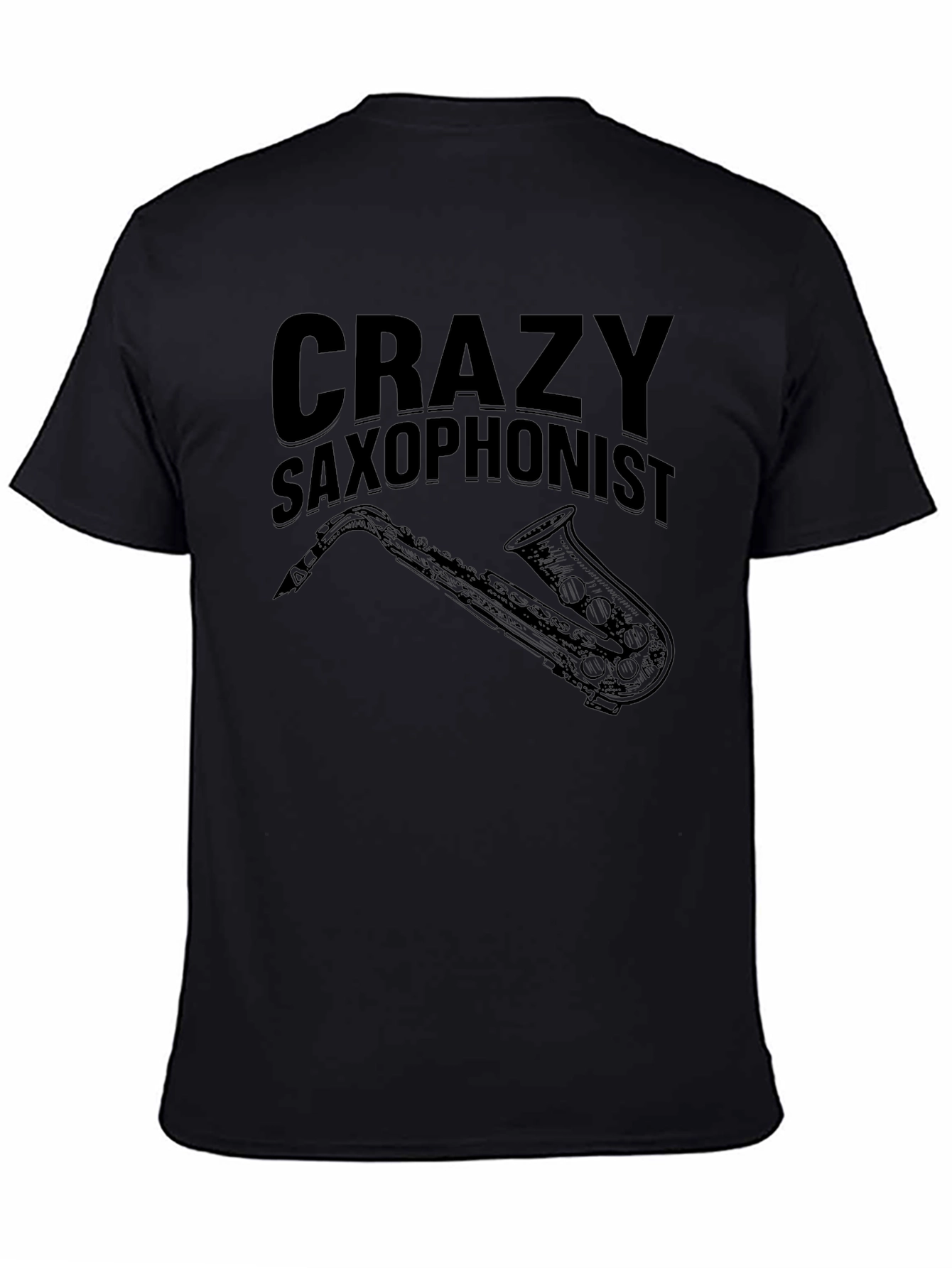 Crazy Saxophonist Black Graphic T-Shirt