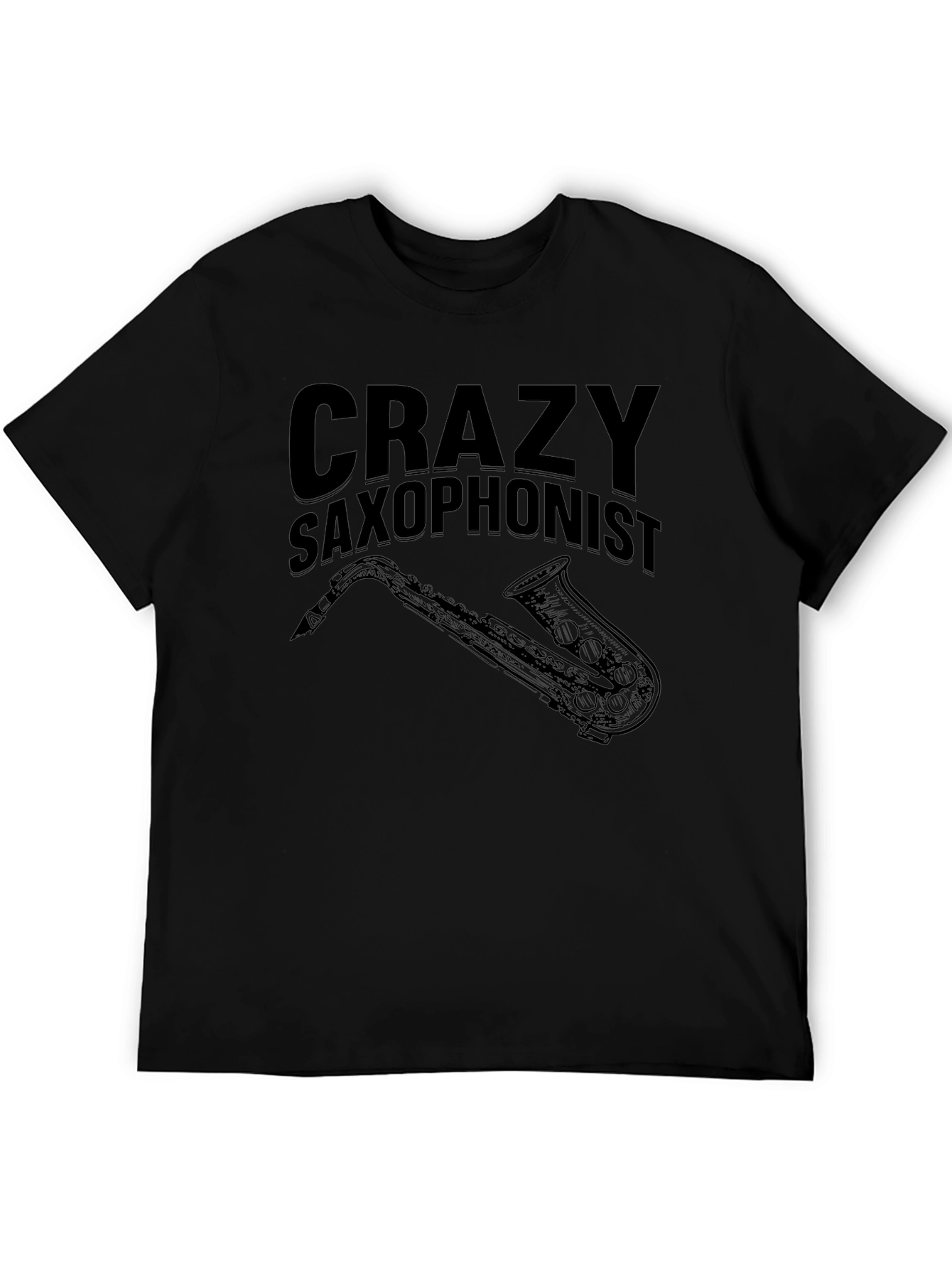 Crazy Saxophonist Black Graphic T-Shirt