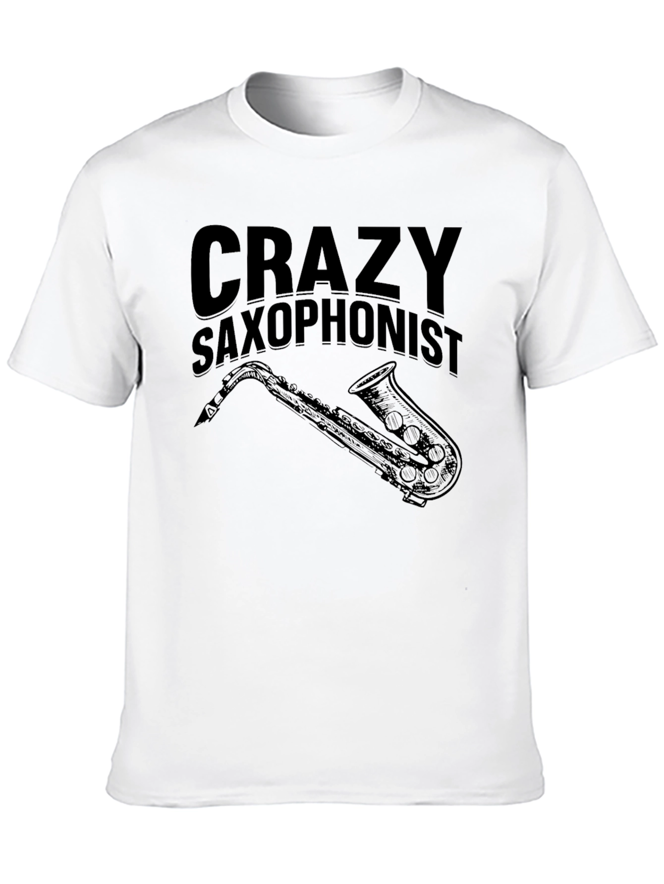 Crazy Saxophonist Black Graphic T-Shirt
