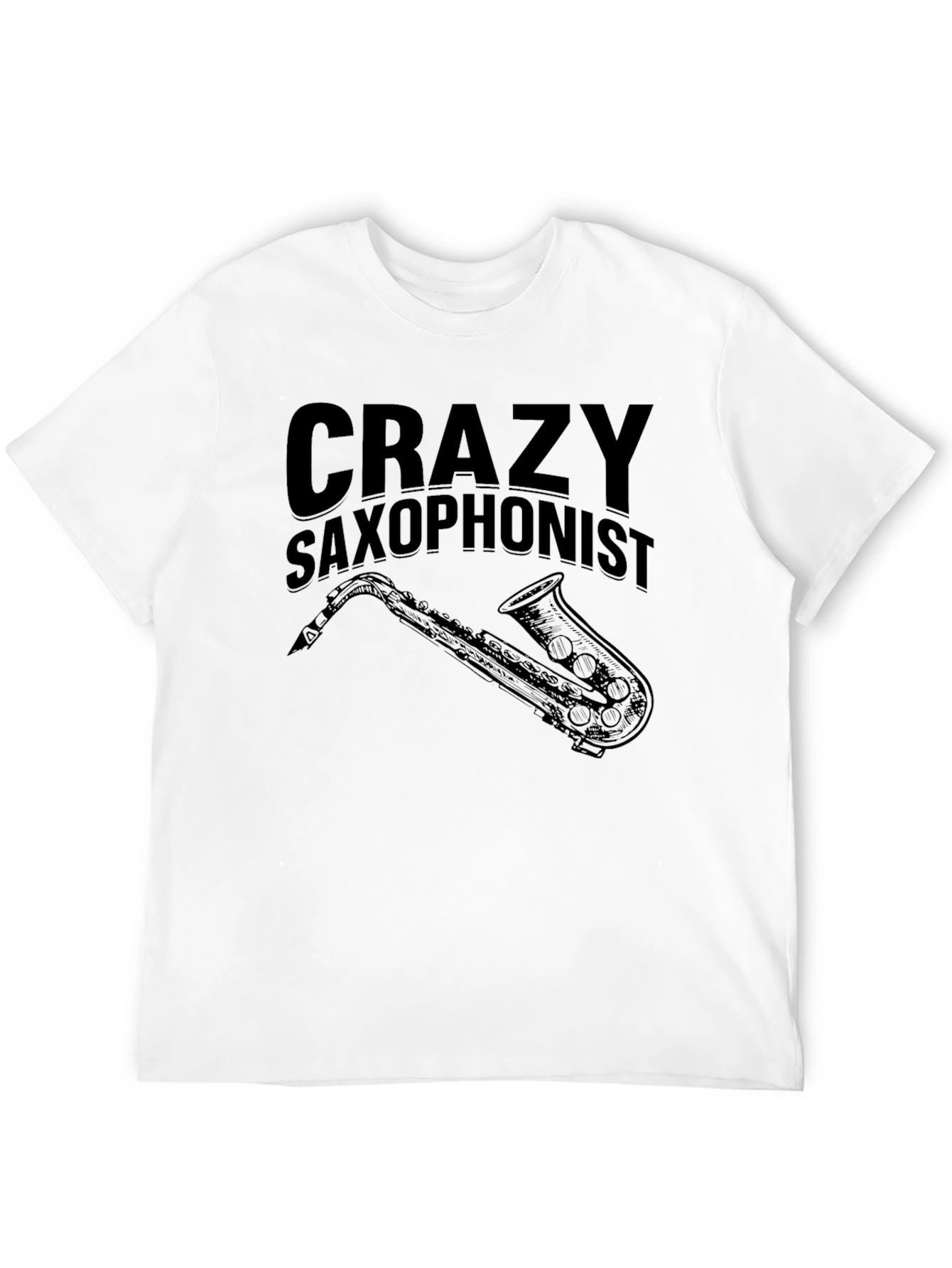 Crazy Saxophonist Black Graphic T-Shirt
