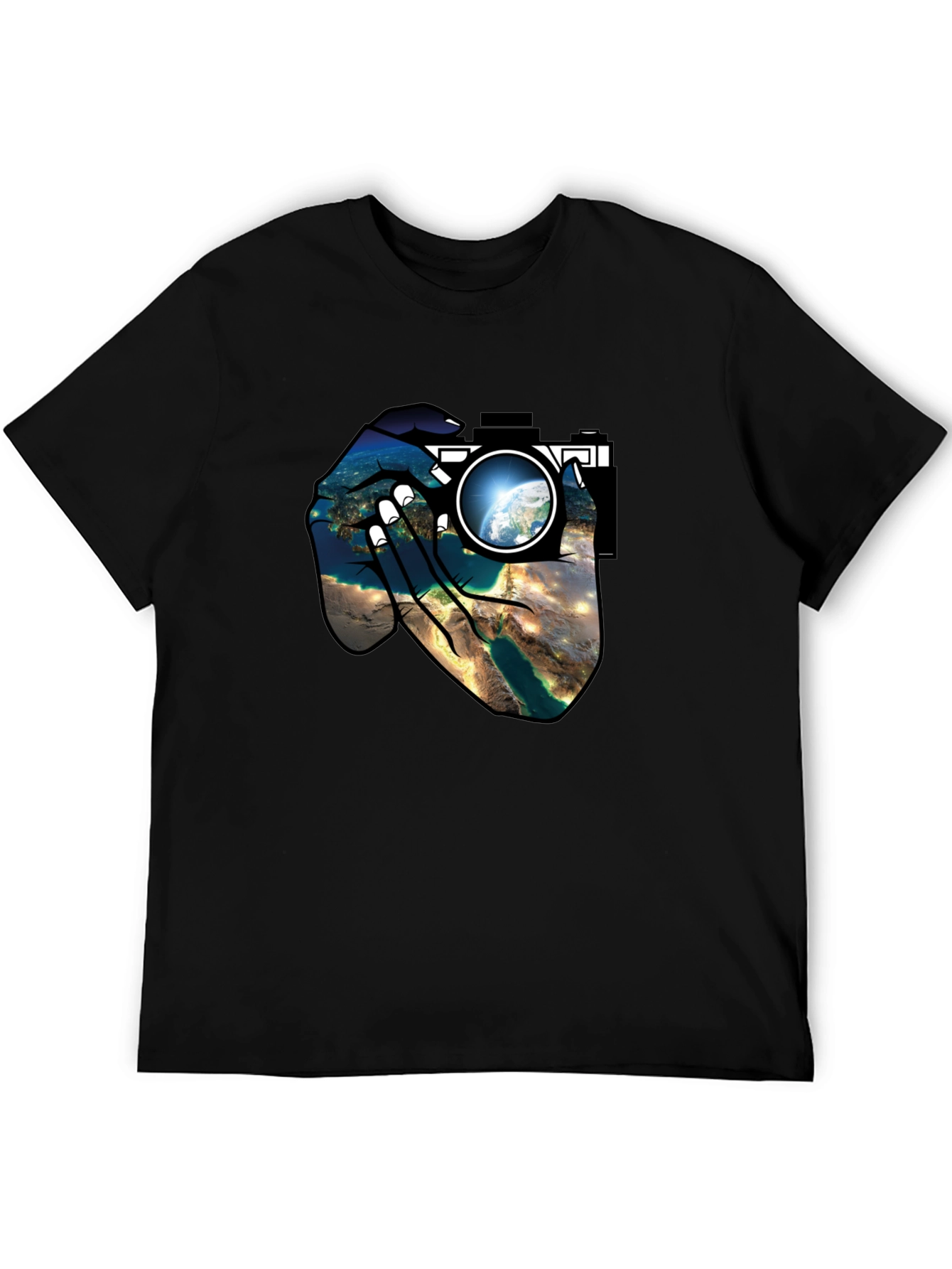Earth View Camera T-Shirt - Black Cotton Tee
