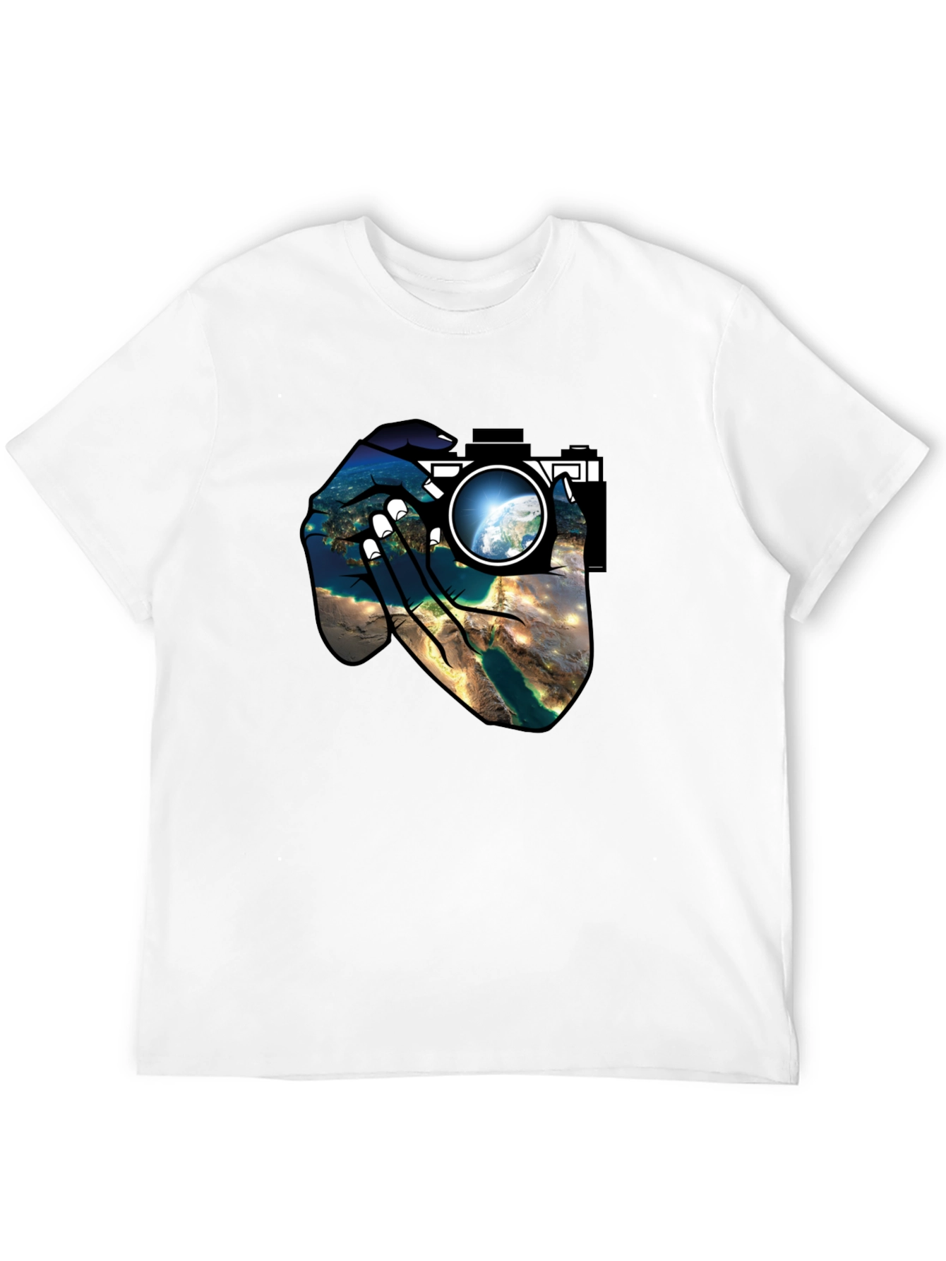 Earth View Camera T-Shirt - Black Cotton Tee