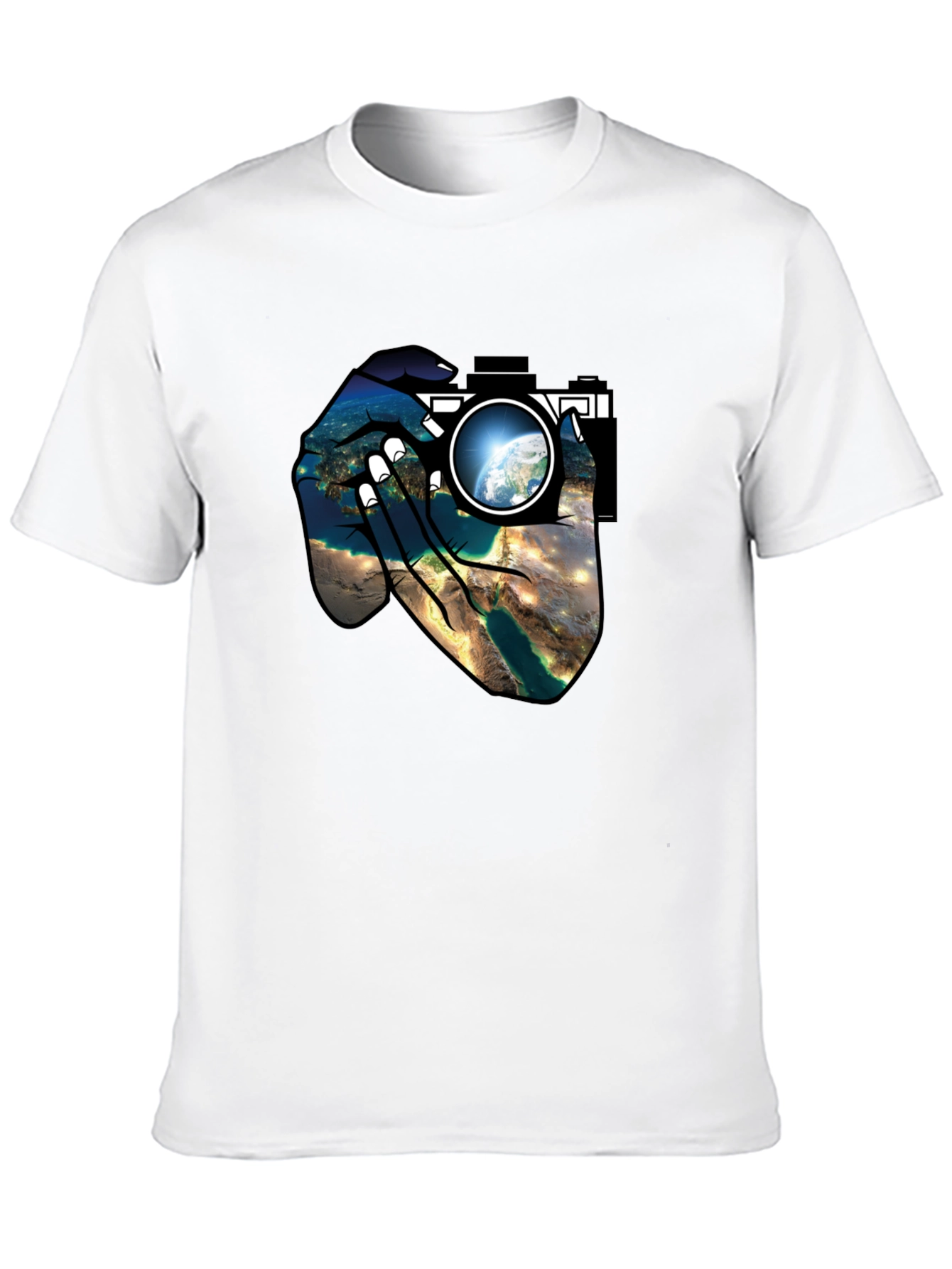 Earth View Camera T-Shirt - Black Cotton Tee