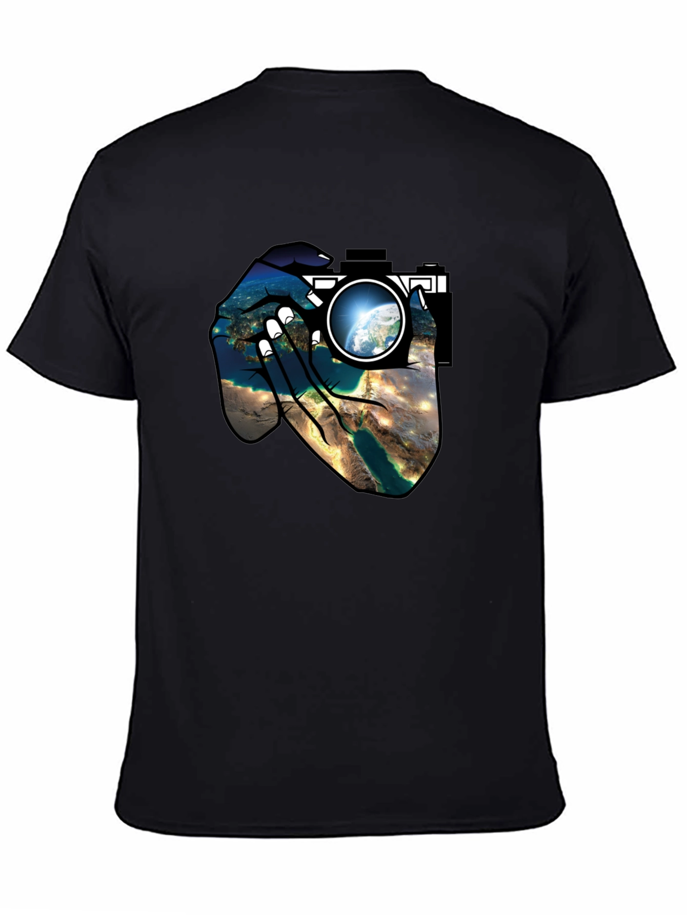 Earth View Camera T-Shirt - Black Cotton Tee