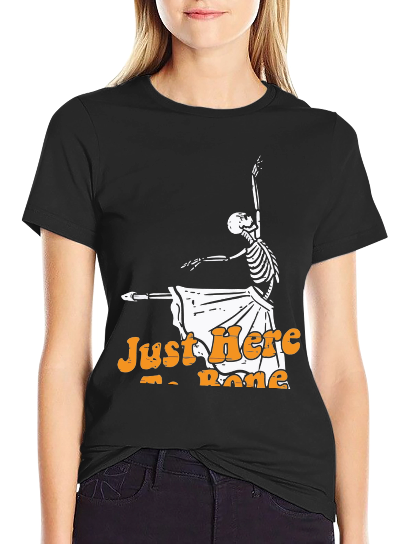Dancing Skeleton Halloween T-Shirt - Just Here to Bone
