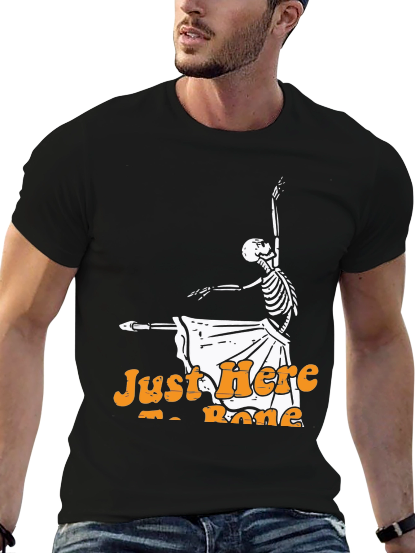 Dancing Skeleton Halloween T-Shirt - Just Here to Bone