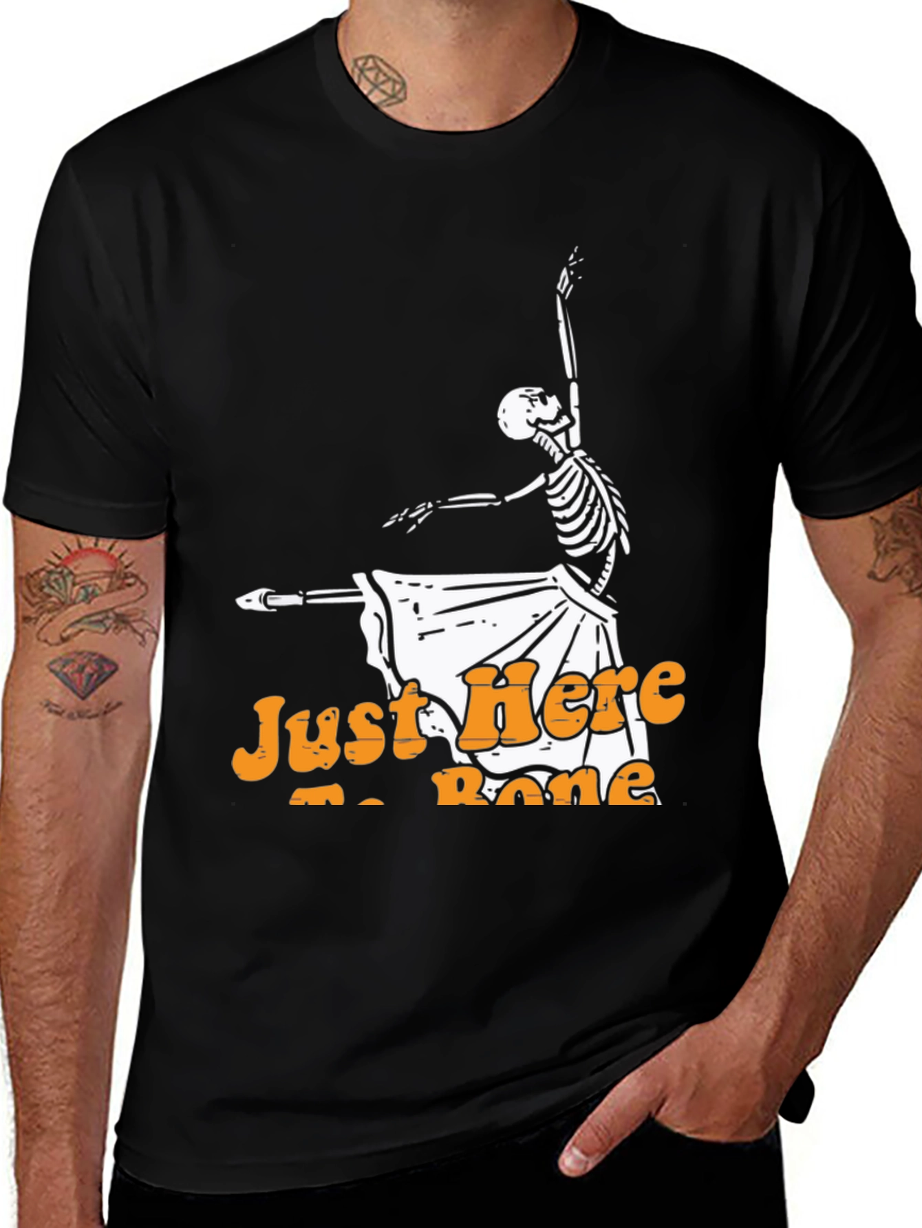 Dancing Skeleton Halloween T-Shirt - Just Here to Bone
