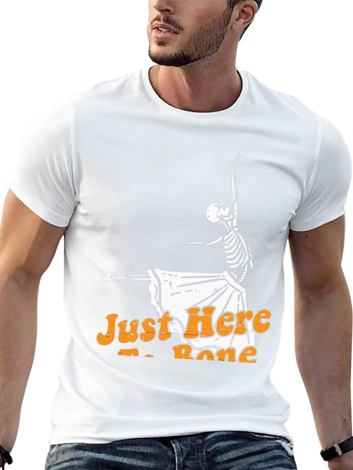 Dancing Skeleton Halloween T-Shirt - Just Here to Bone