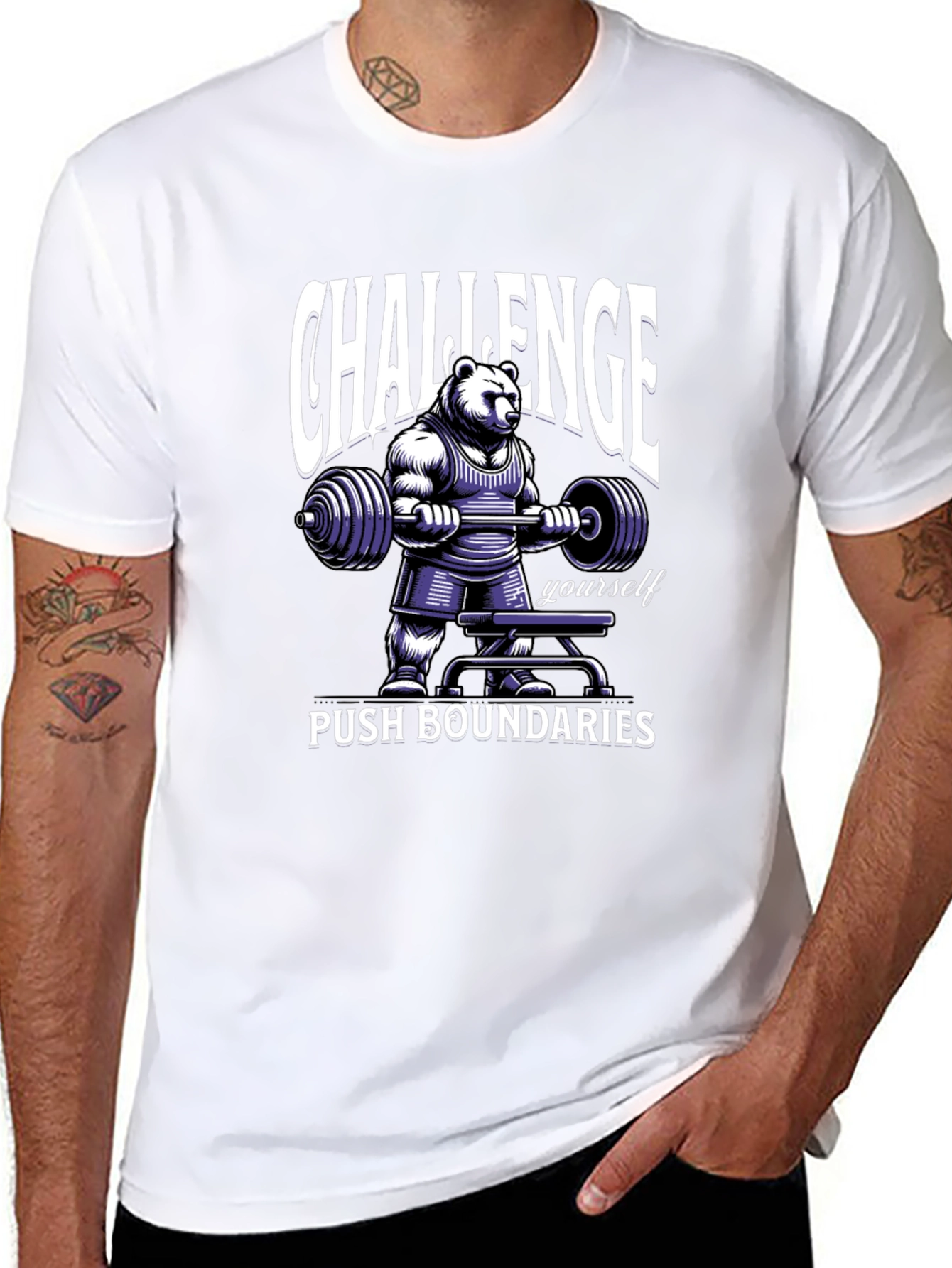 Challenge Yourself Bear Graphic T-Shirt