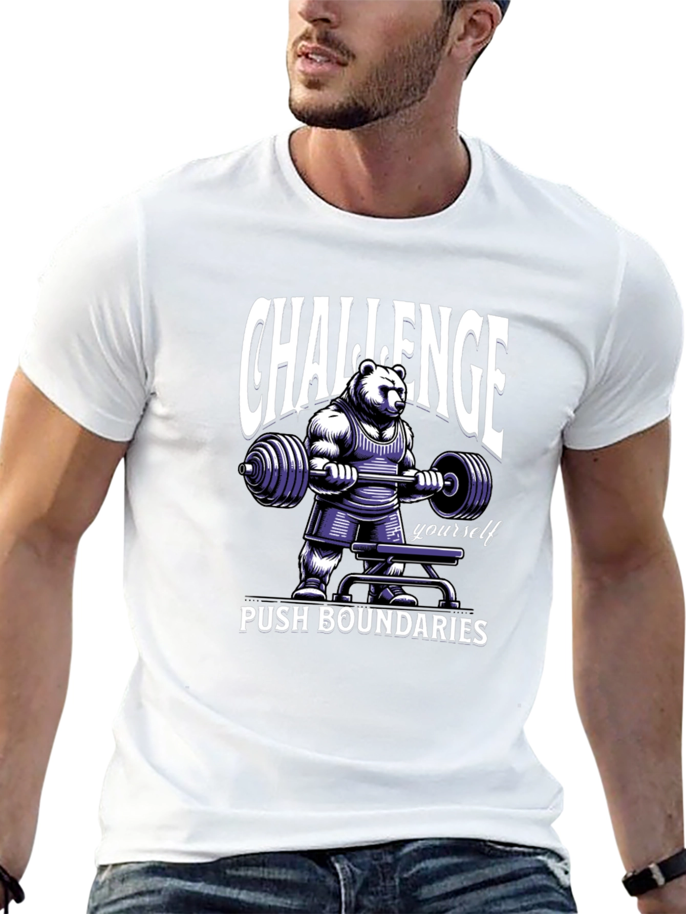 Challenge Yourself Bear Graphic T-Shirt