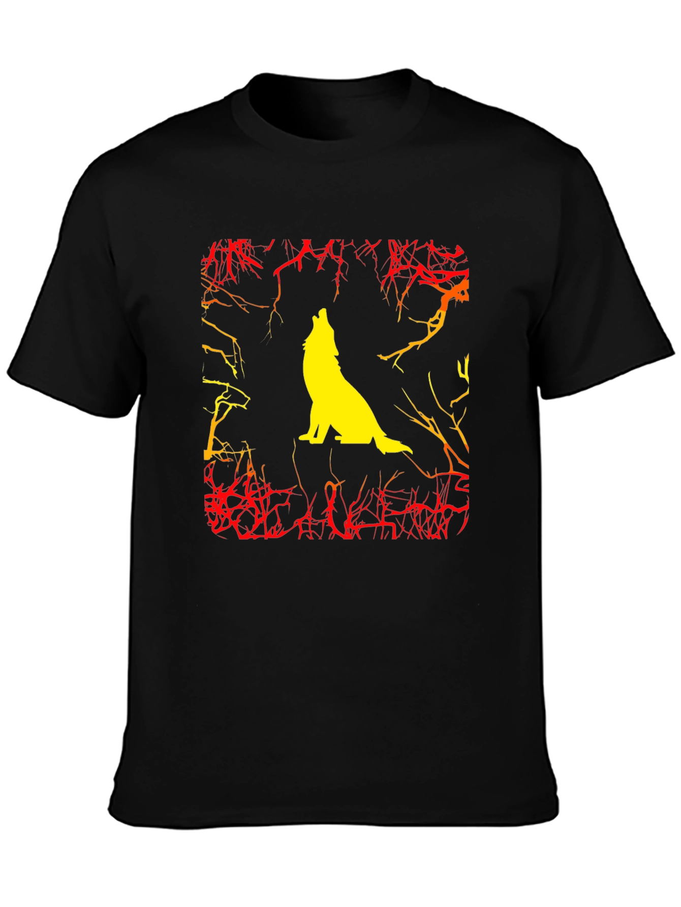 Wolf Howling Graphic Black T-Shirt