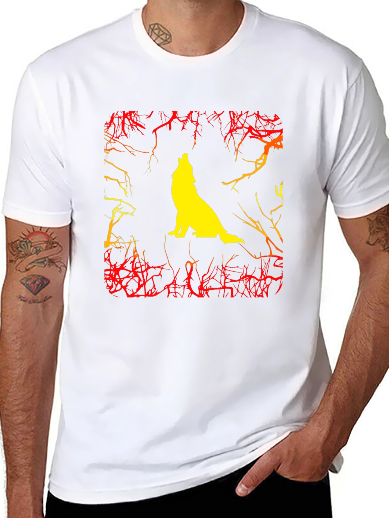 Wolf Howling Graphic Black T-Shirt