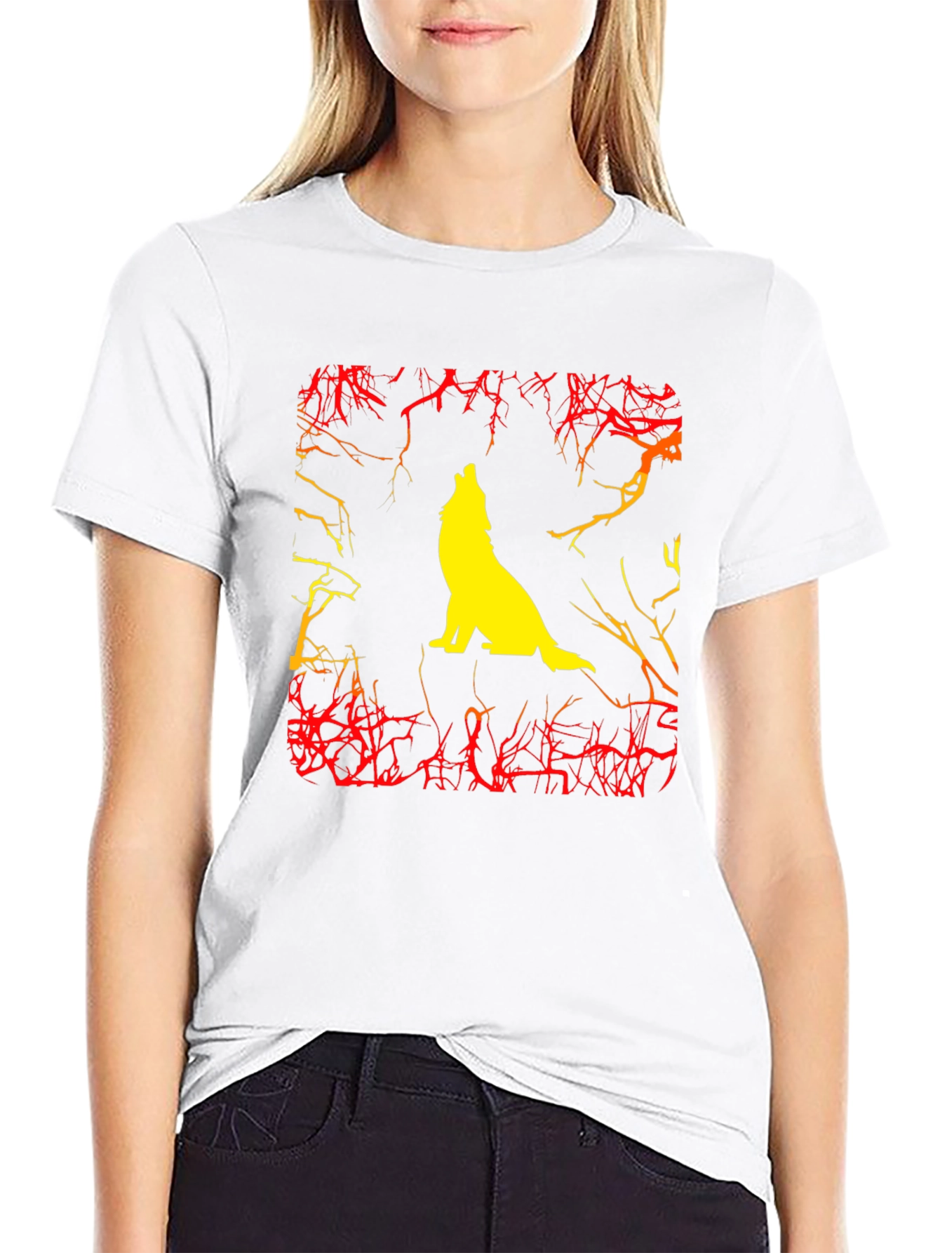 Wolf Howling Graphic Black T-Shirt