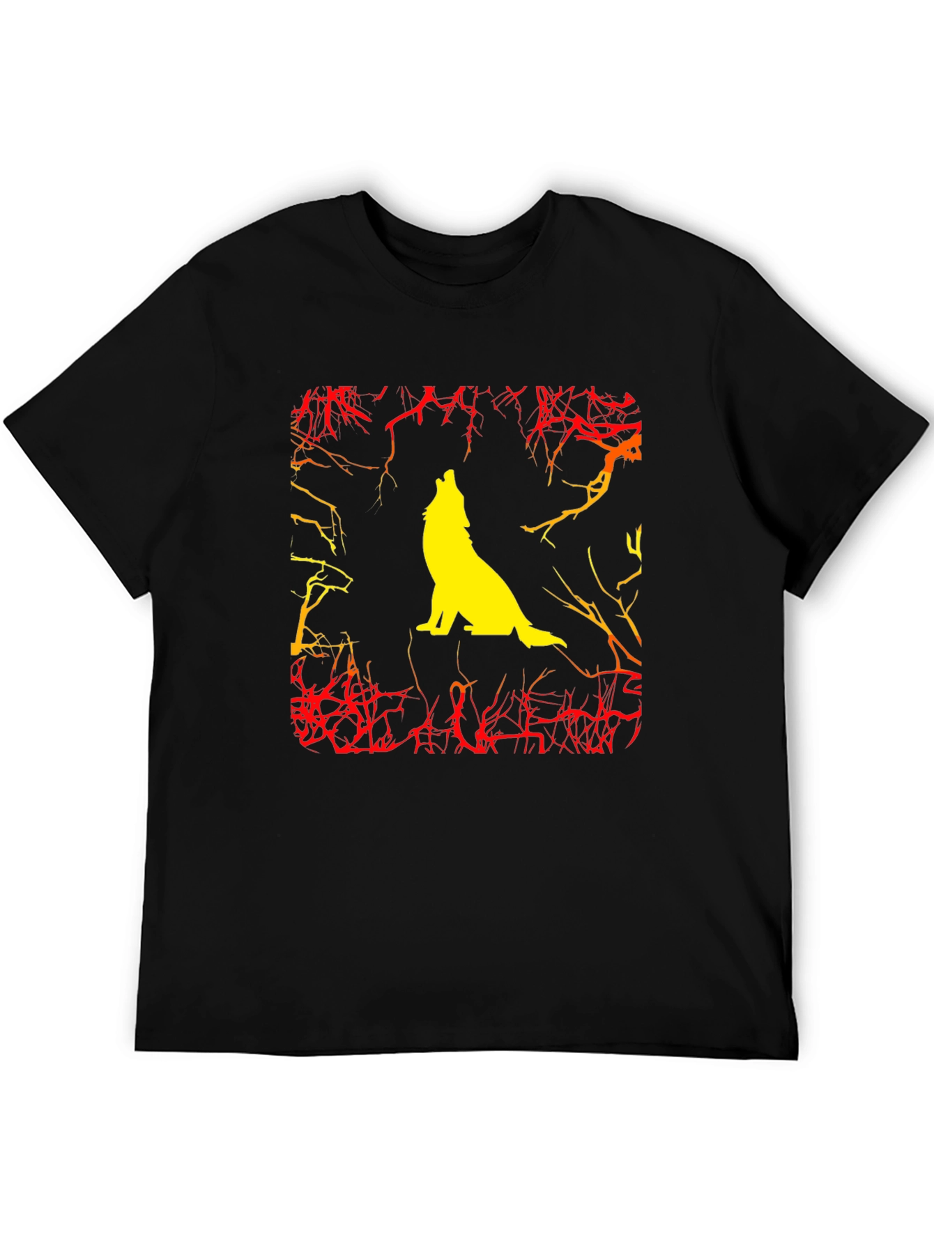 Wolf Howling Graphic Black T-Shirt