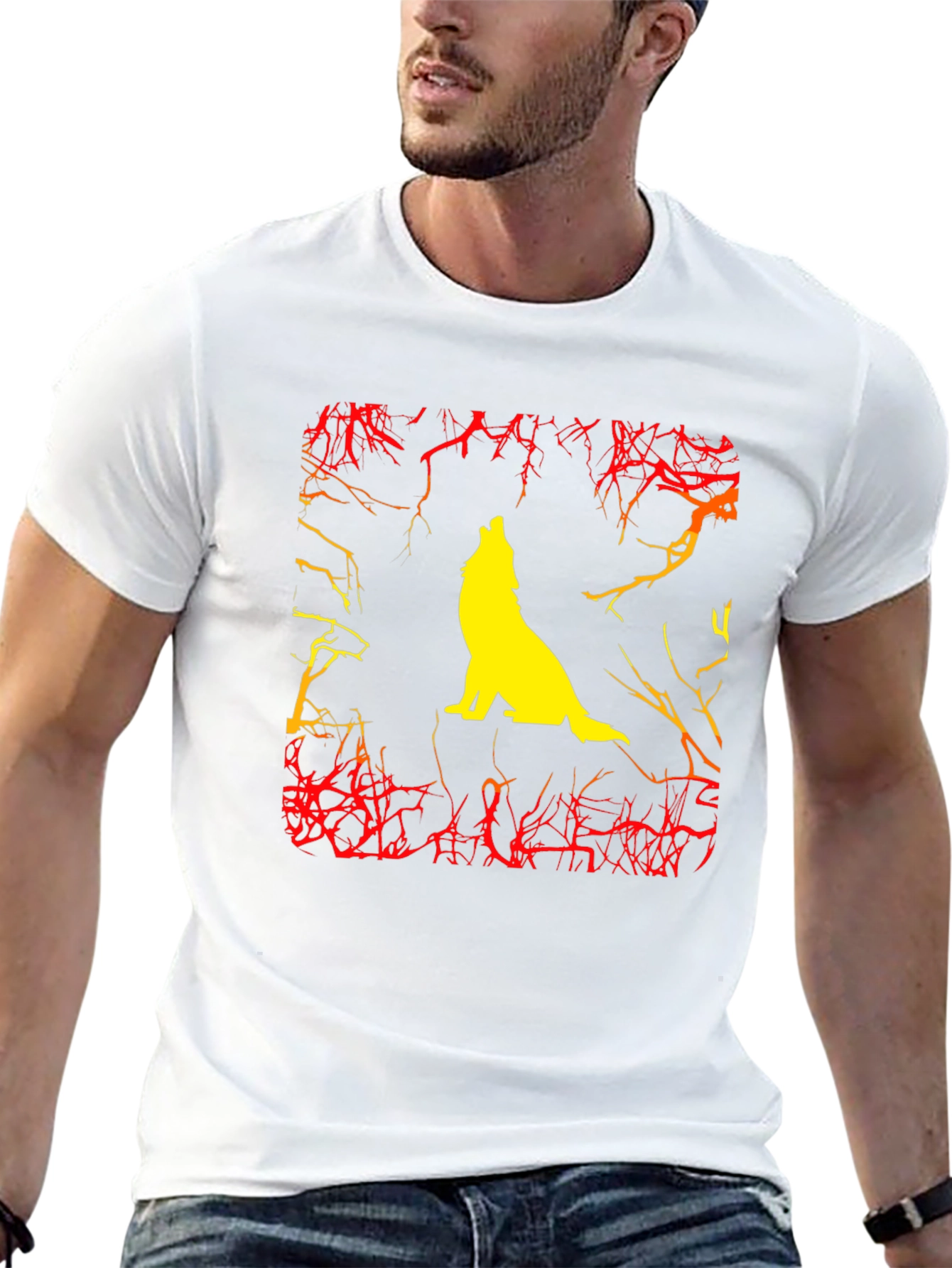 Wolf Howling Graphic Black T-Shirt