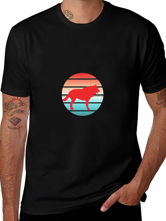 Retro Wolf Sunset Graphic T-Shirt