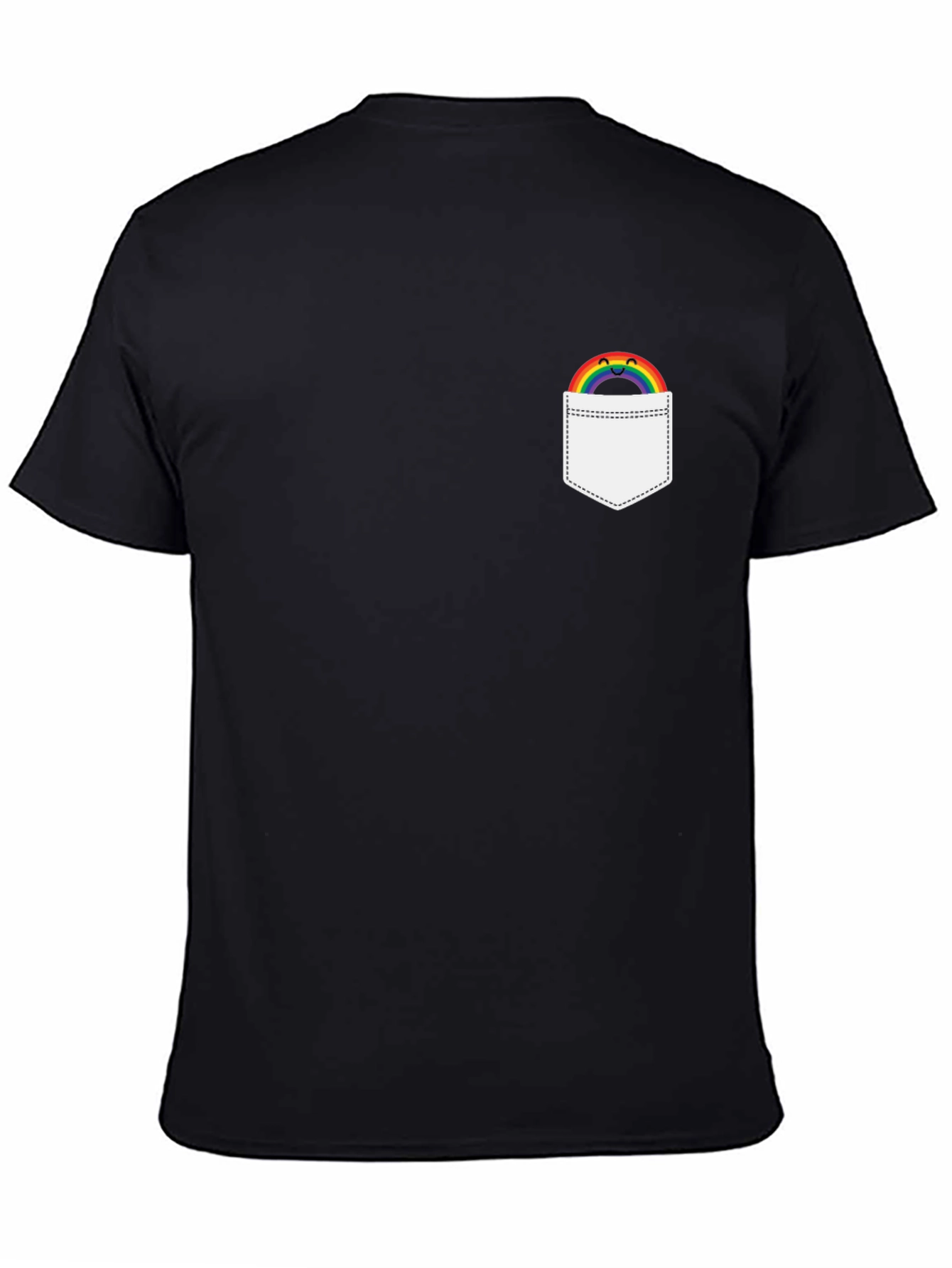 Rainbow Pocket Graphic Tee - Black Casual Shirt