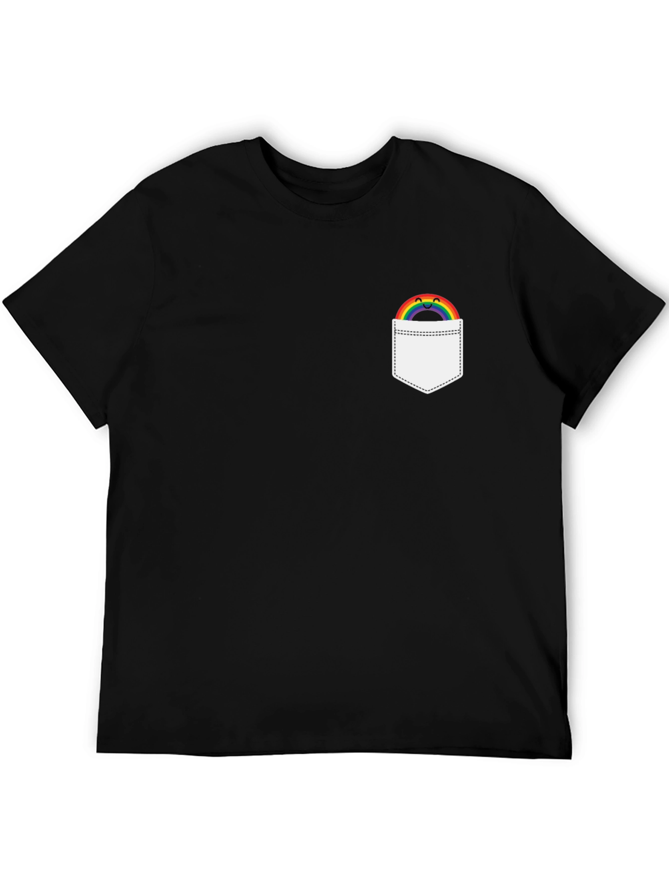 Rainbow Pocket Graphic Tee - Black Casual Shirt