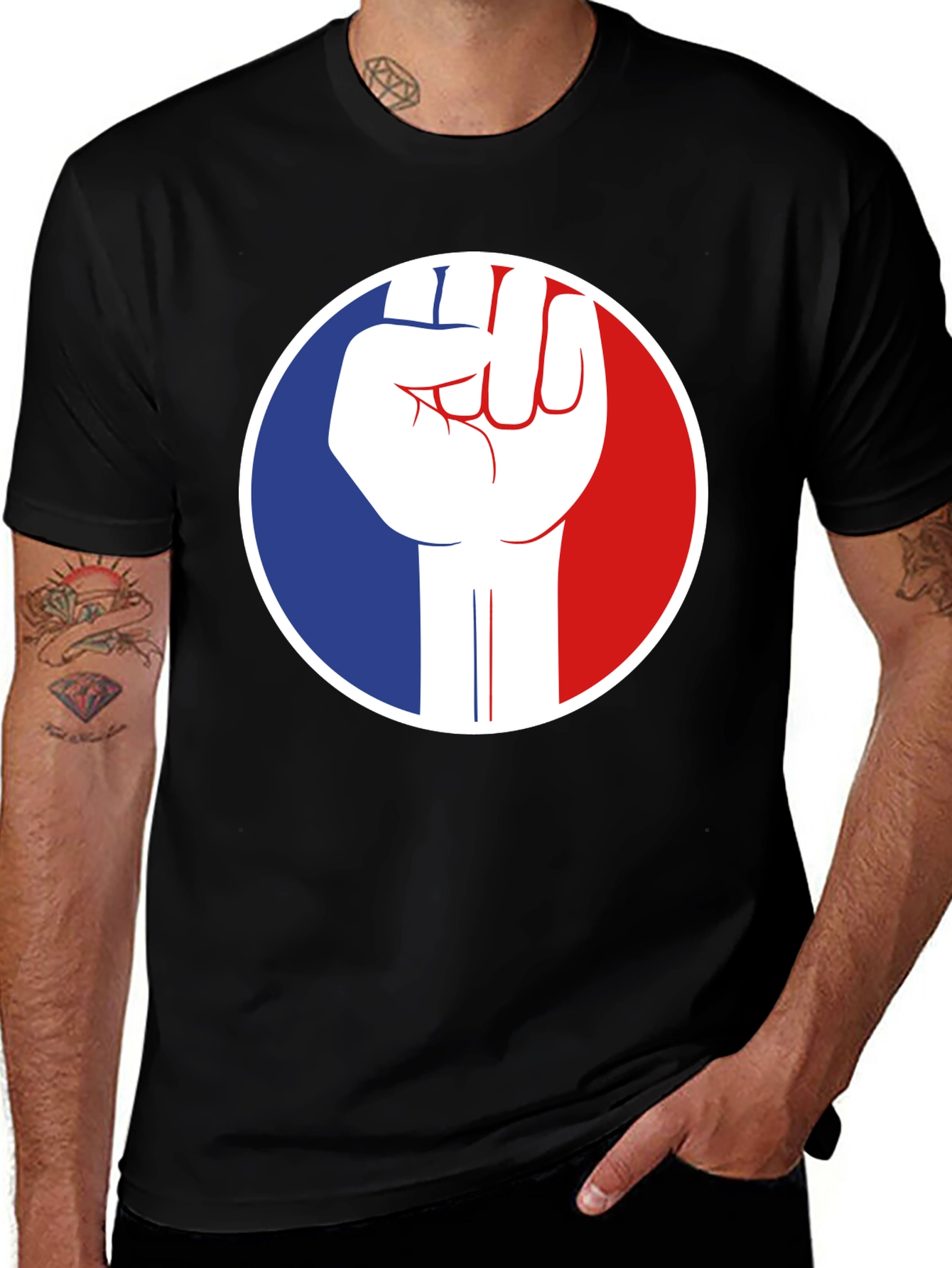 French Fist Graphic Tee - Black Cotton T-Shirt