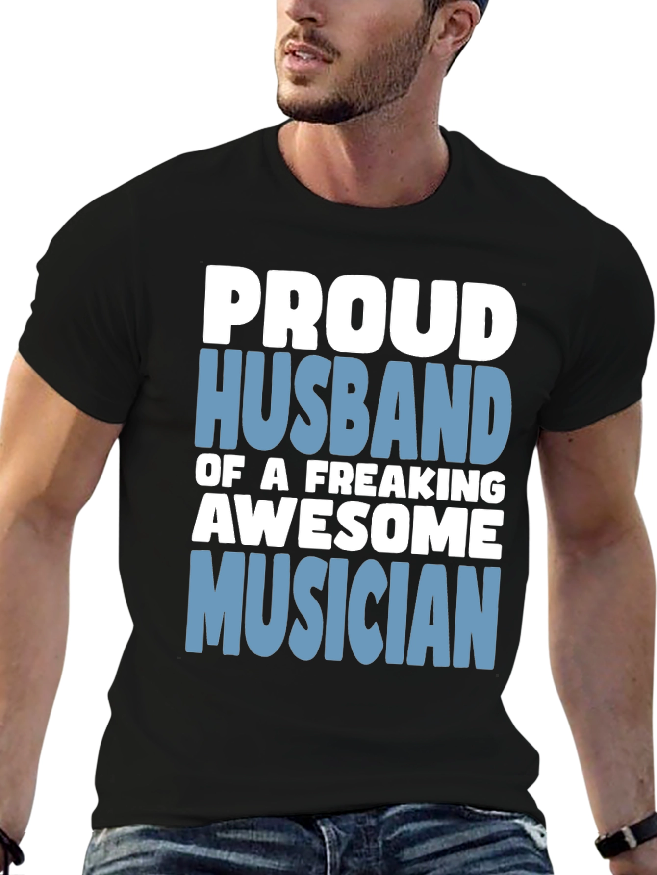 Proud Husband Musician Graphic T-Shirt