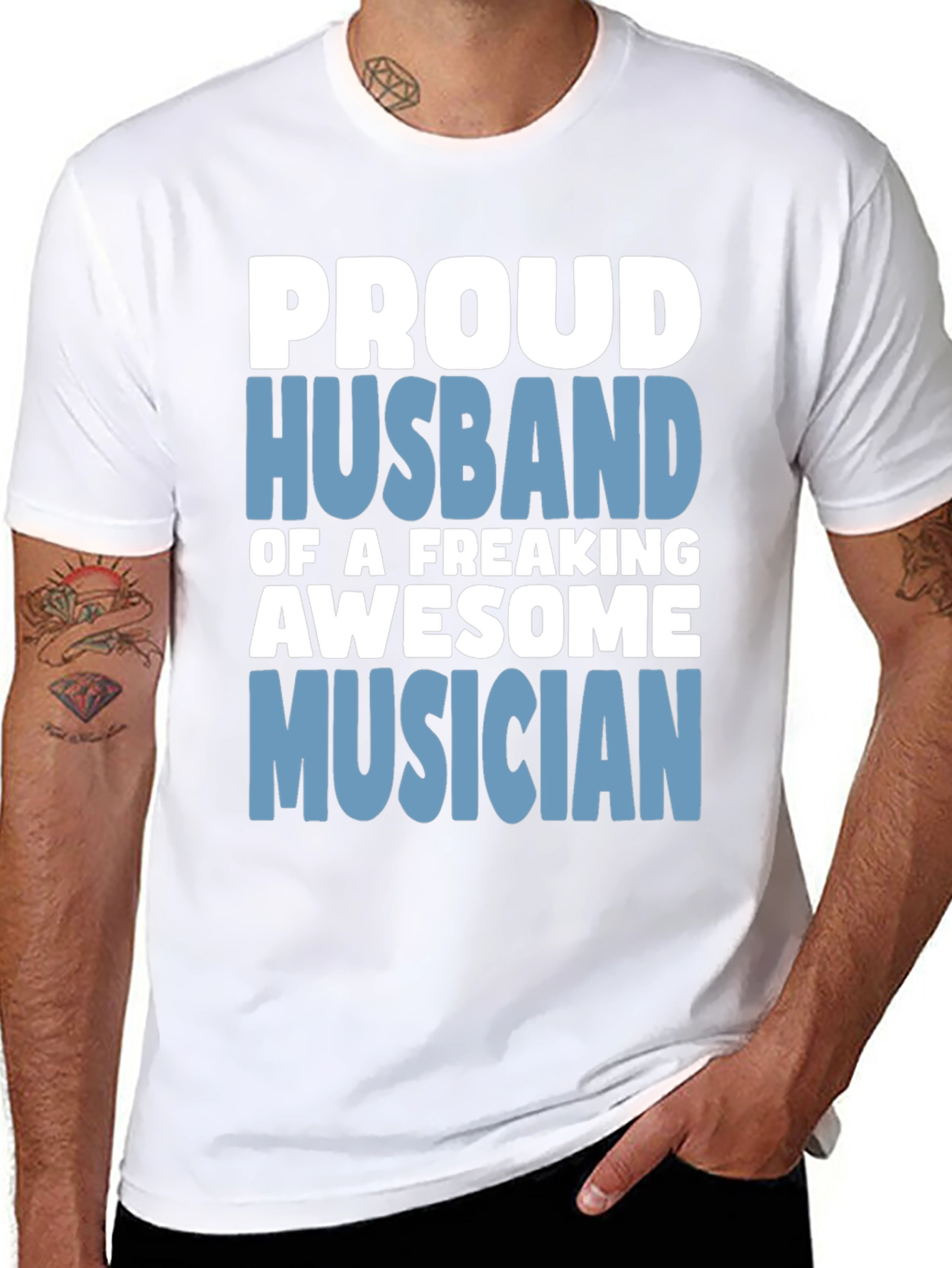 Proud Husband Musician Graphic T-Shirt