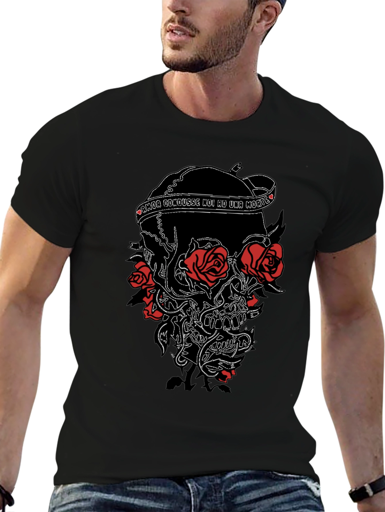 Skull & Roses Black Graphic Tee