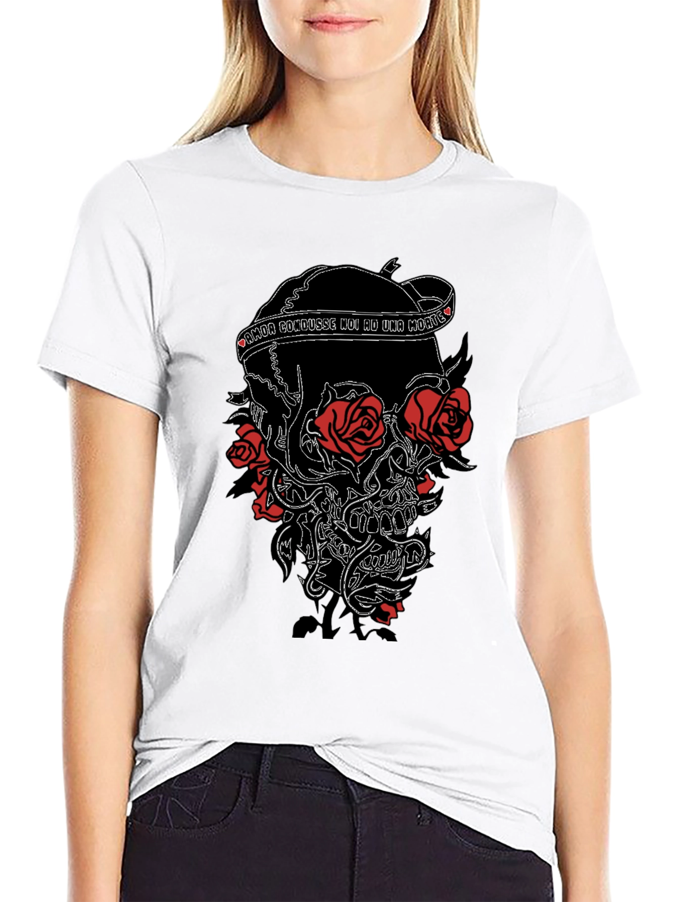 Skull & Roses Black Graphic Tee
