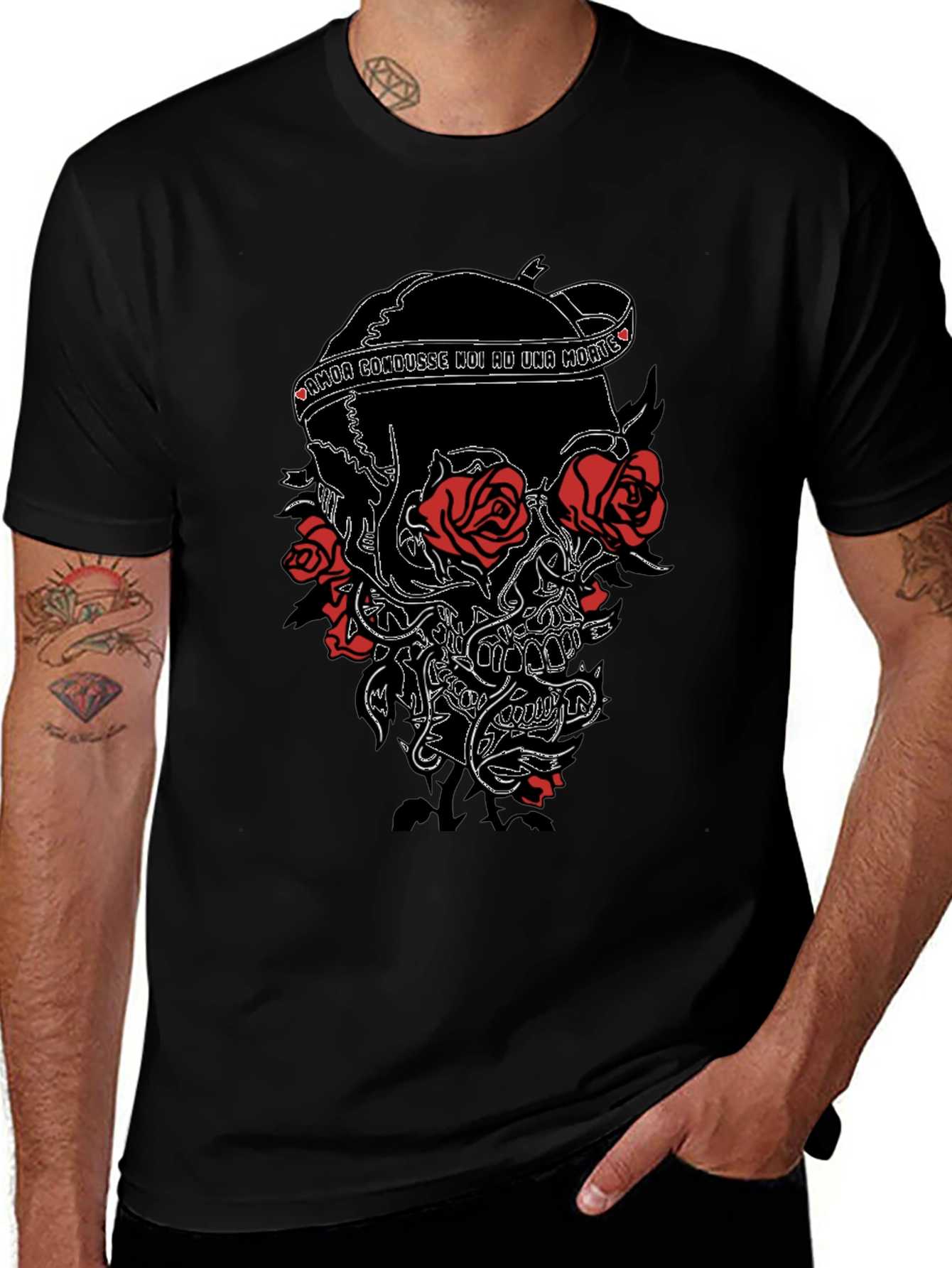 Skull & Roses Black Graphic Tee