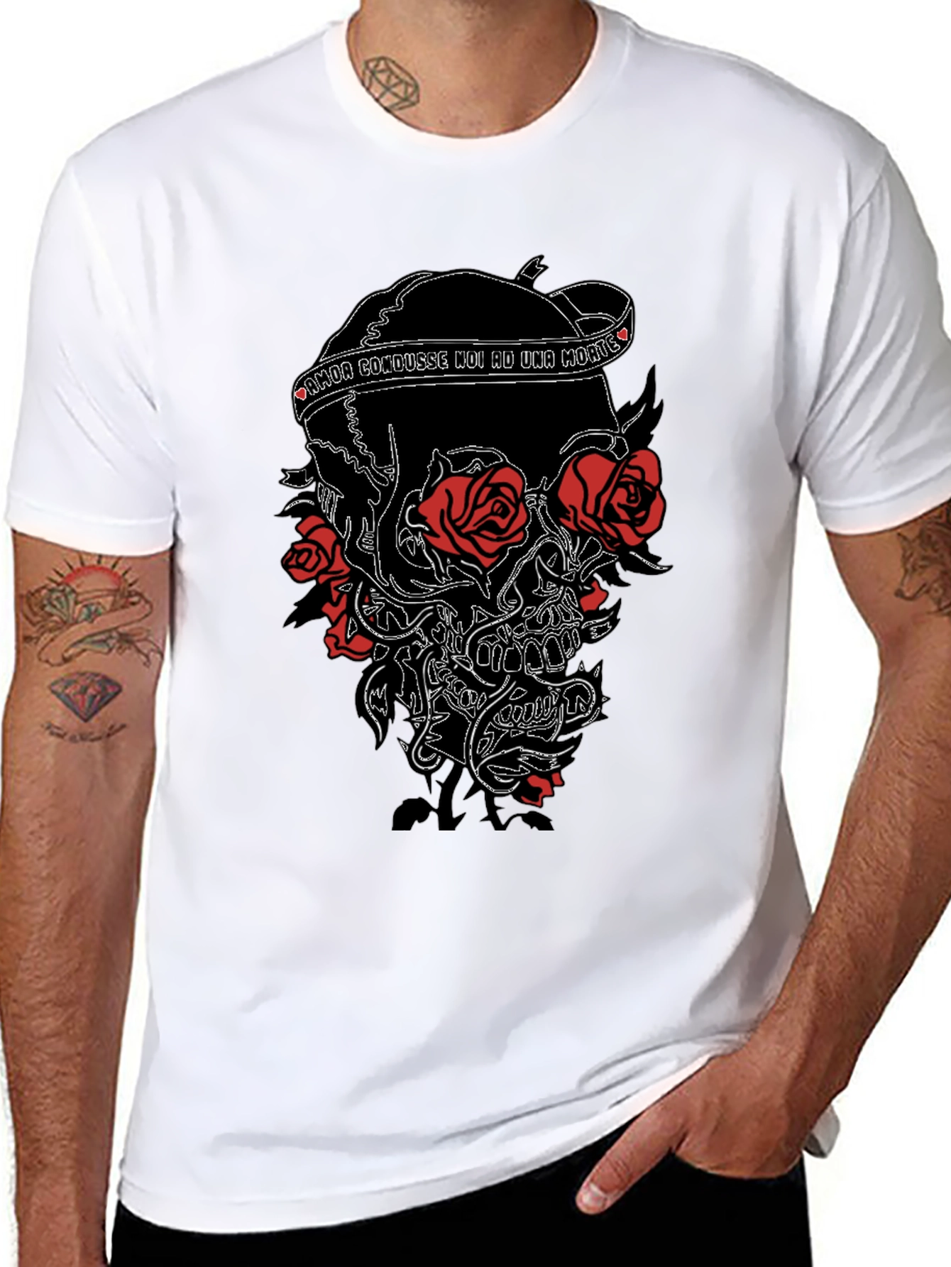 Skull & Roses Black Graphic Tee
