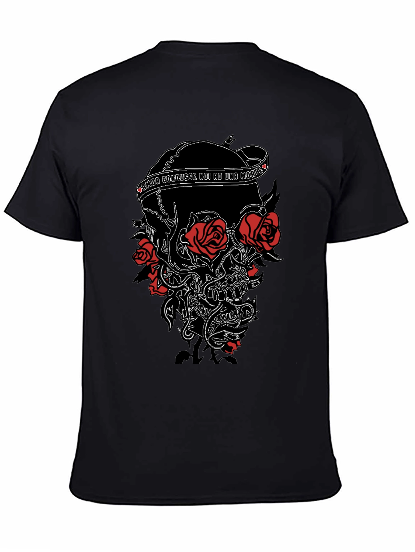 Skull & Roses Black Graphic Tee