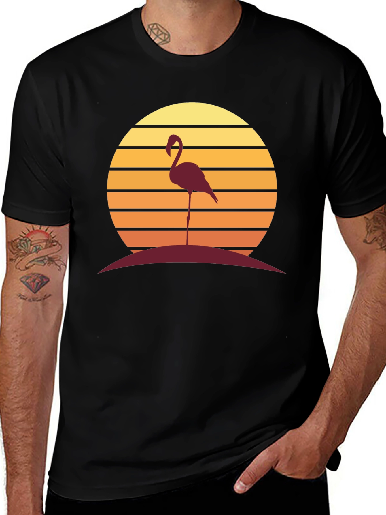 Sunset Flamingo Graphic Tee - Casual Style