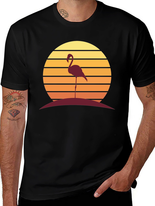 Sunset Flamingo Graphic Tee - Casual Style