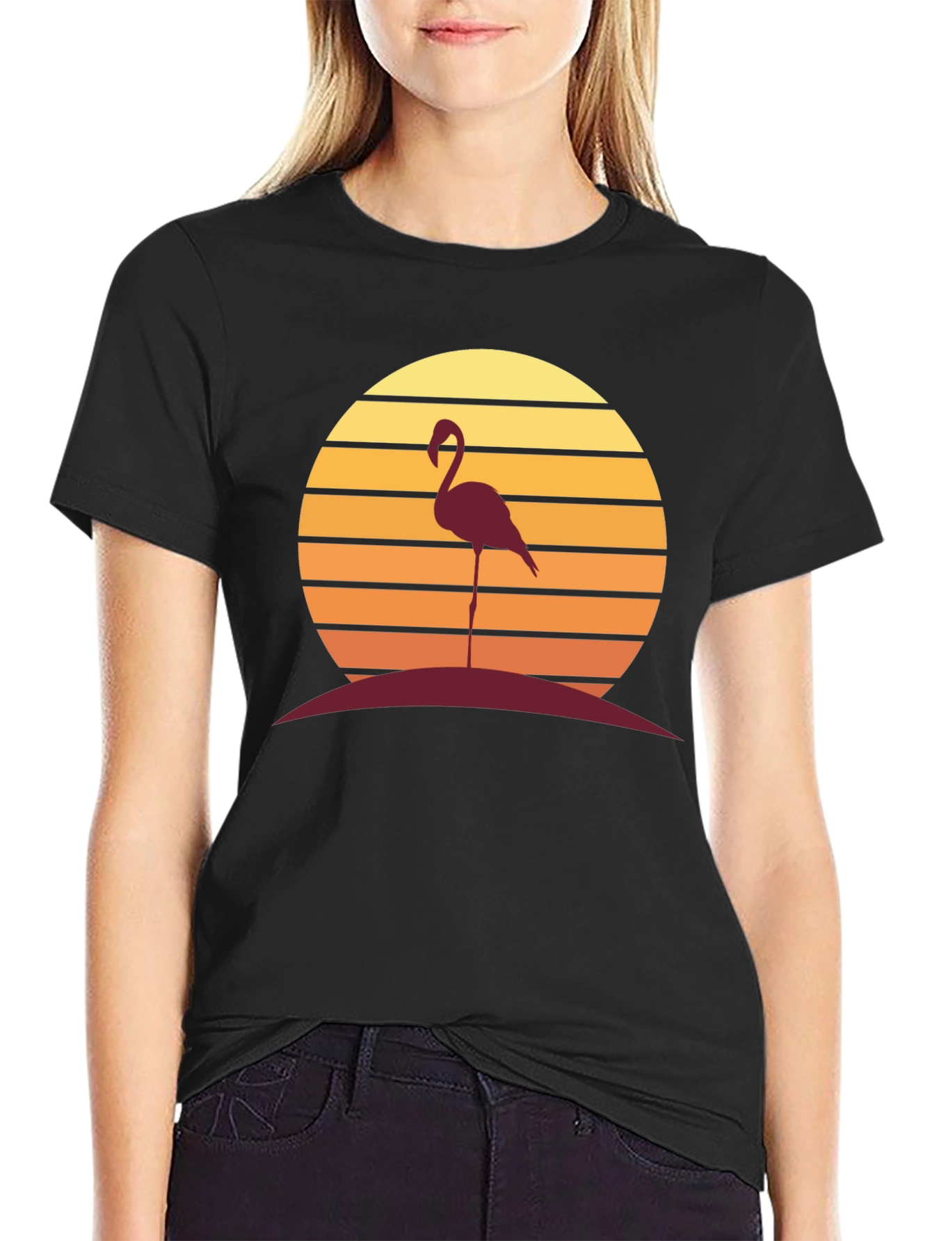 Sunset Flamingo Graphic Tee - Casual Style