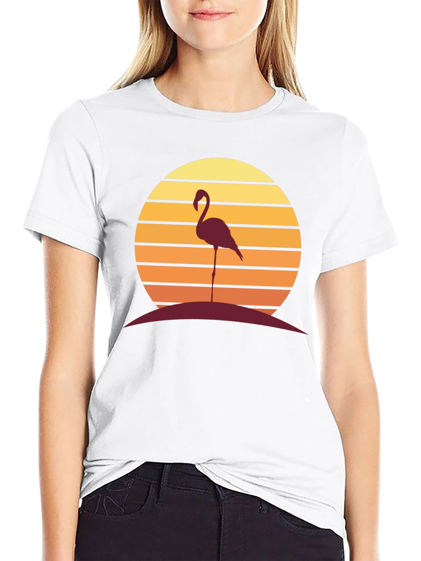 Sunset Flamingo Graphic Tee - Casual Style