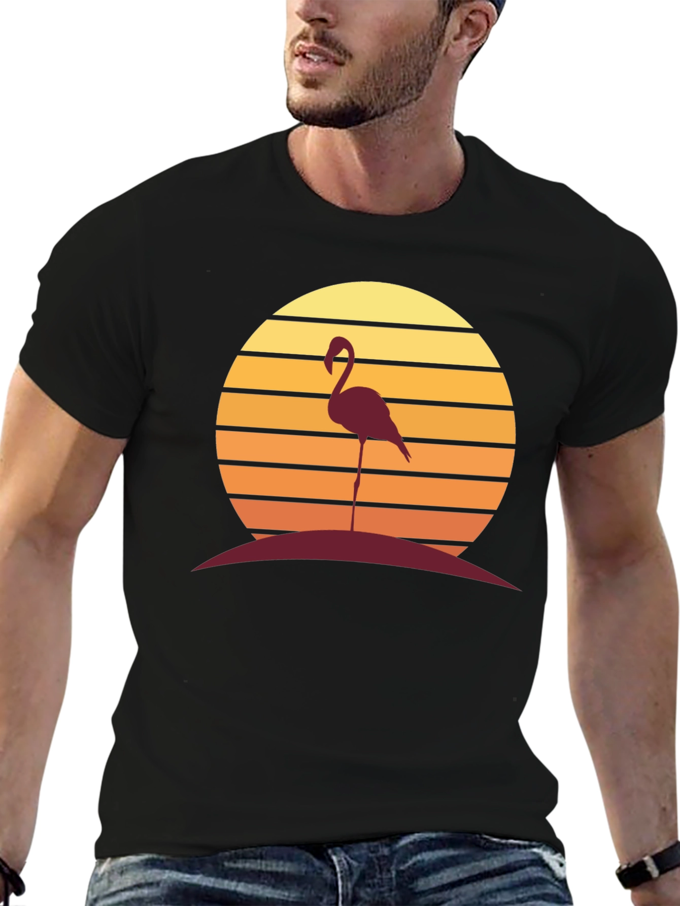 Sunset Flamingo Graphic Tee - Casual Style