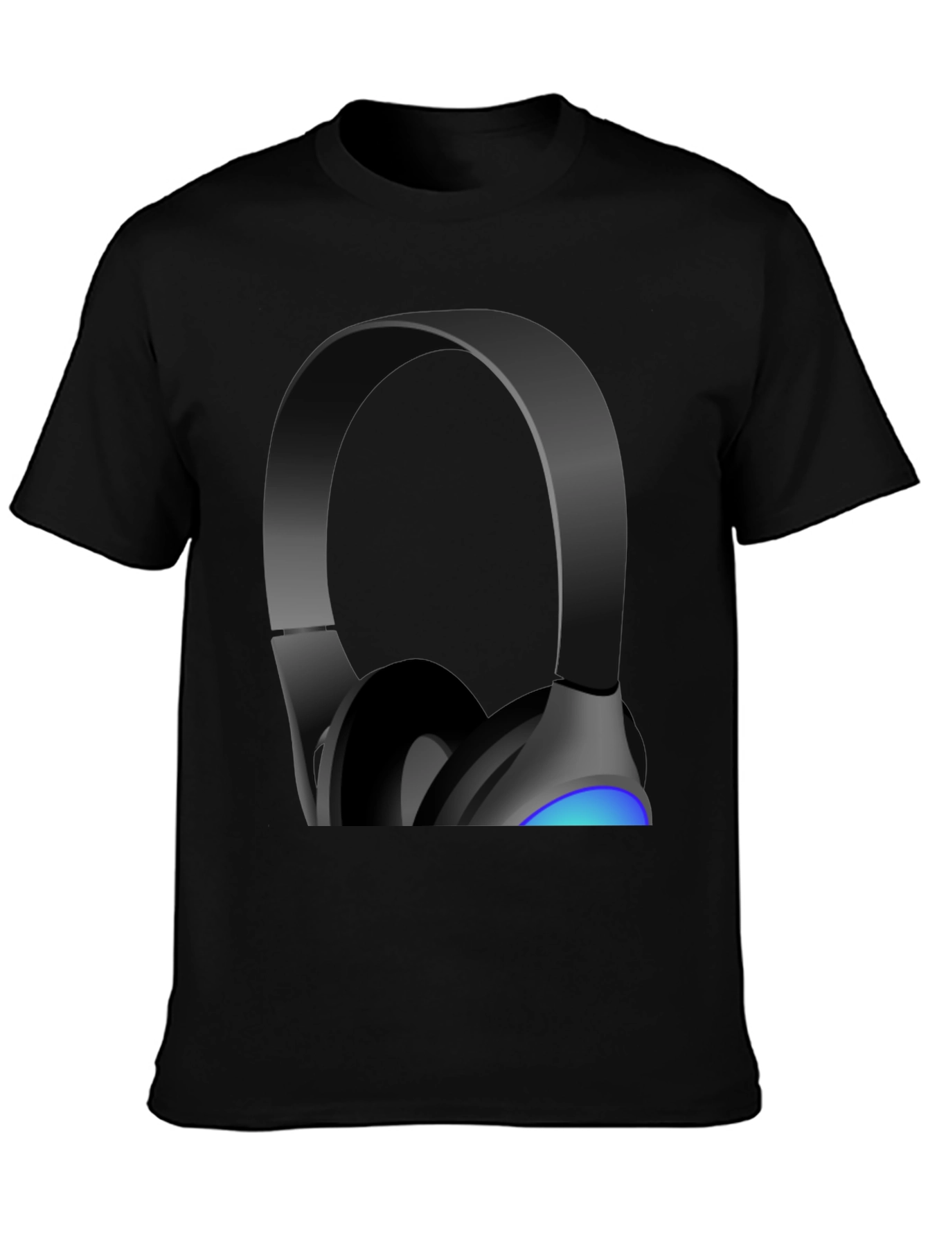 Headphones Graphic Tee - Black Cotton Blend