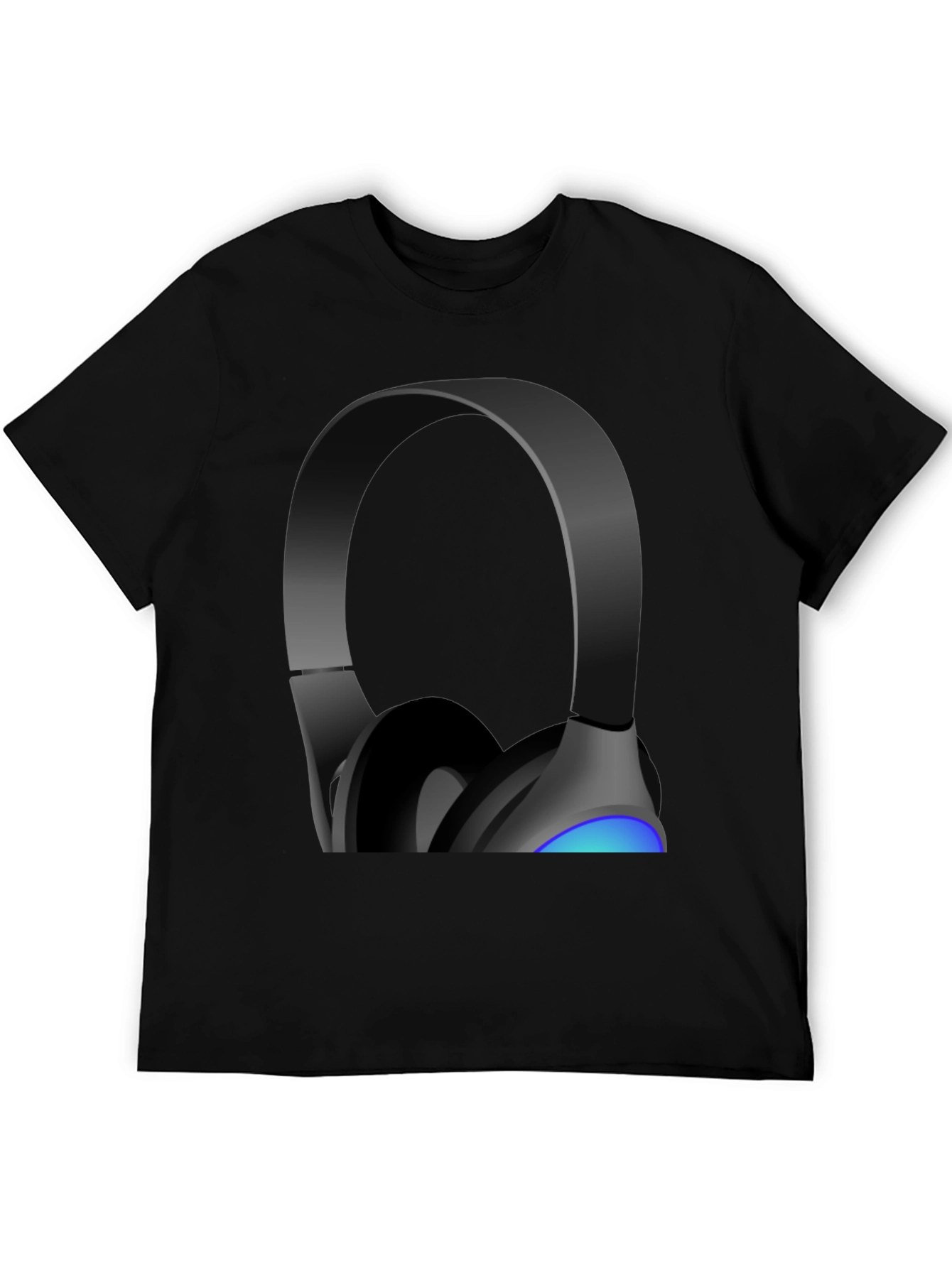 Headphones Graphic Tee - Black Cotton Blend